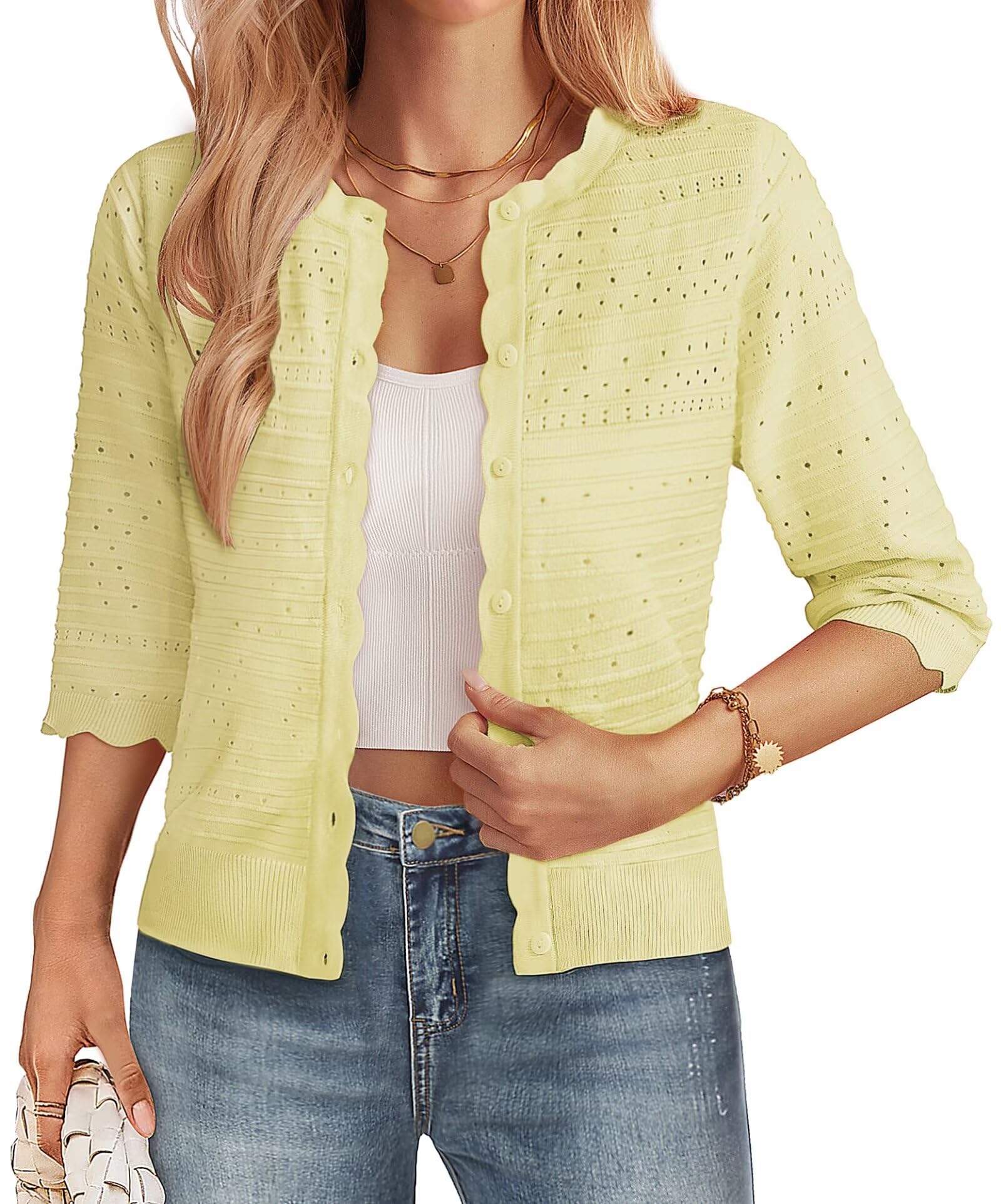 GRACE KARIN 3/4 Sleeve Cropped Cardigan