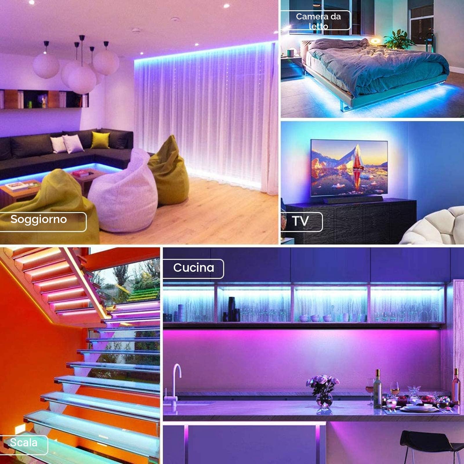 LUXONIC Impermeabile Striscia LED 10m(2X5M), 60 LED/m, 600 LED Super Luminoso, 24V 5050 RGB Esterna Flessibile Luci LED Colorate, APP e Telecomando, Sincronizzazione Musicale, per Cucina, Feste, Bar