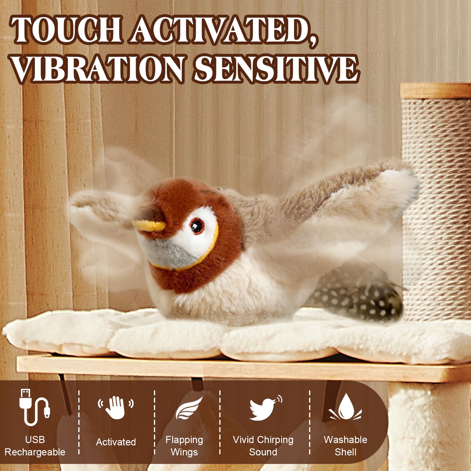 KutaKuta Flapping Bird Cat Toy, Interactive Toys for Cats Rechargeable Flying Chirping Bird Cat Toy - Image 2