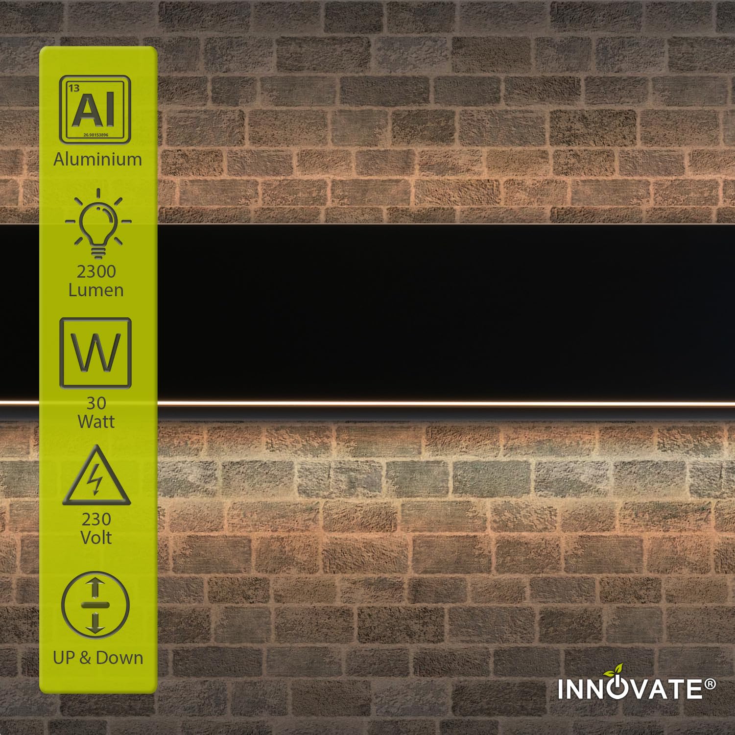INNOVATE LED Wandleuchte Linear Up+Down, Led Wandlampe innen 910mm, Wandleuchte schwarz, indirekte Wandbeleuchtung, LED Lampen Wandmontage 25W, IP40, warmweiß (schwarz, 900)