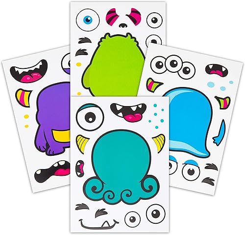 24 calcomanías para niños, regalos y suministros para fiestas de cumpleaños con temática de monstruos, divertido proyecto de manualidades para niños 24 calcomanías para niños, regalos y suministros para fiestas de cumpleaños con temática de monstruos, divertido proyecto de manualidades para niños