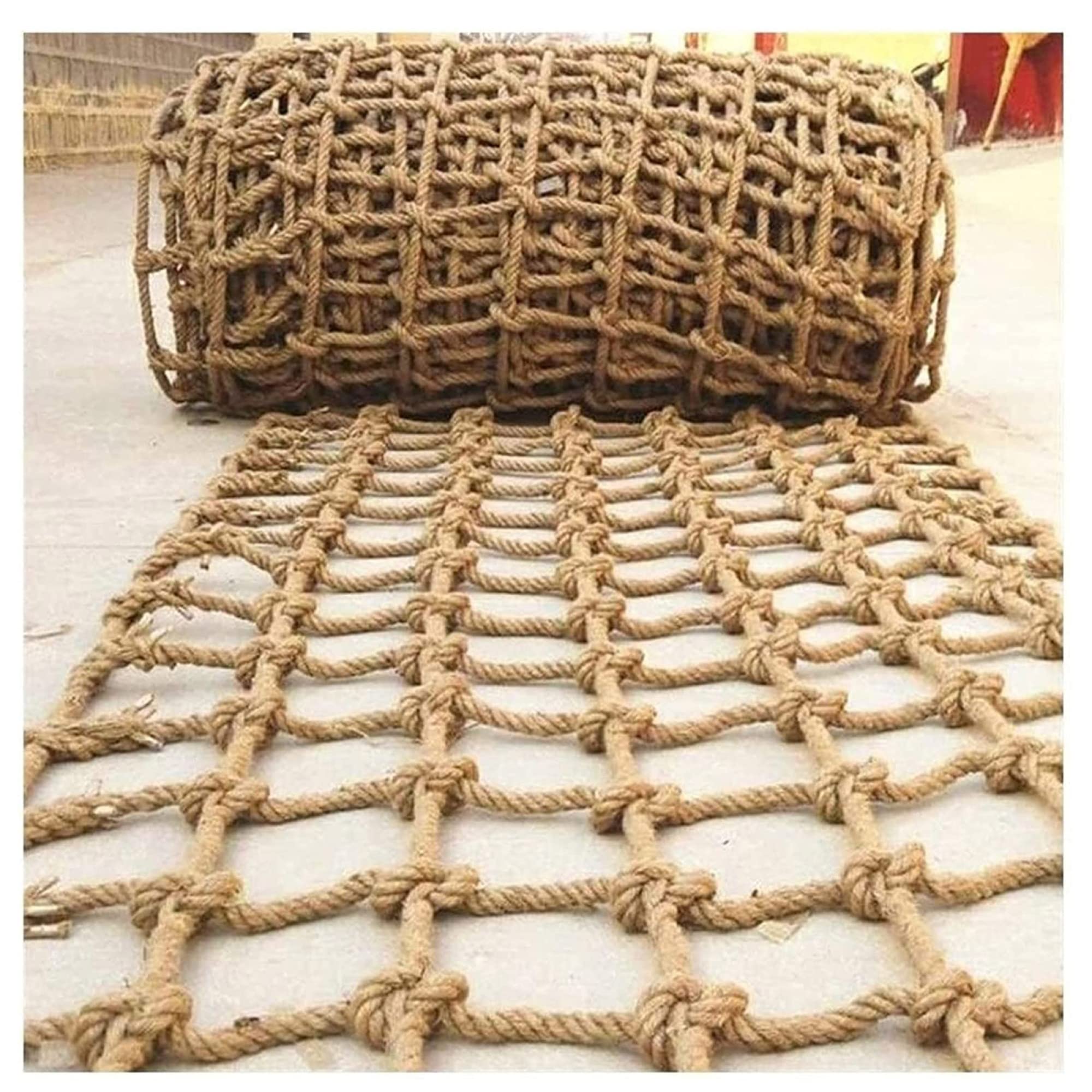 Rete di sicurezza per bambini resistente per laghetti, corda di iuta, maglia da 15 cm, caratteristiche anti-caduta, protezione esterna ideale per bambini e animali domestici, soluzione di sicurezza