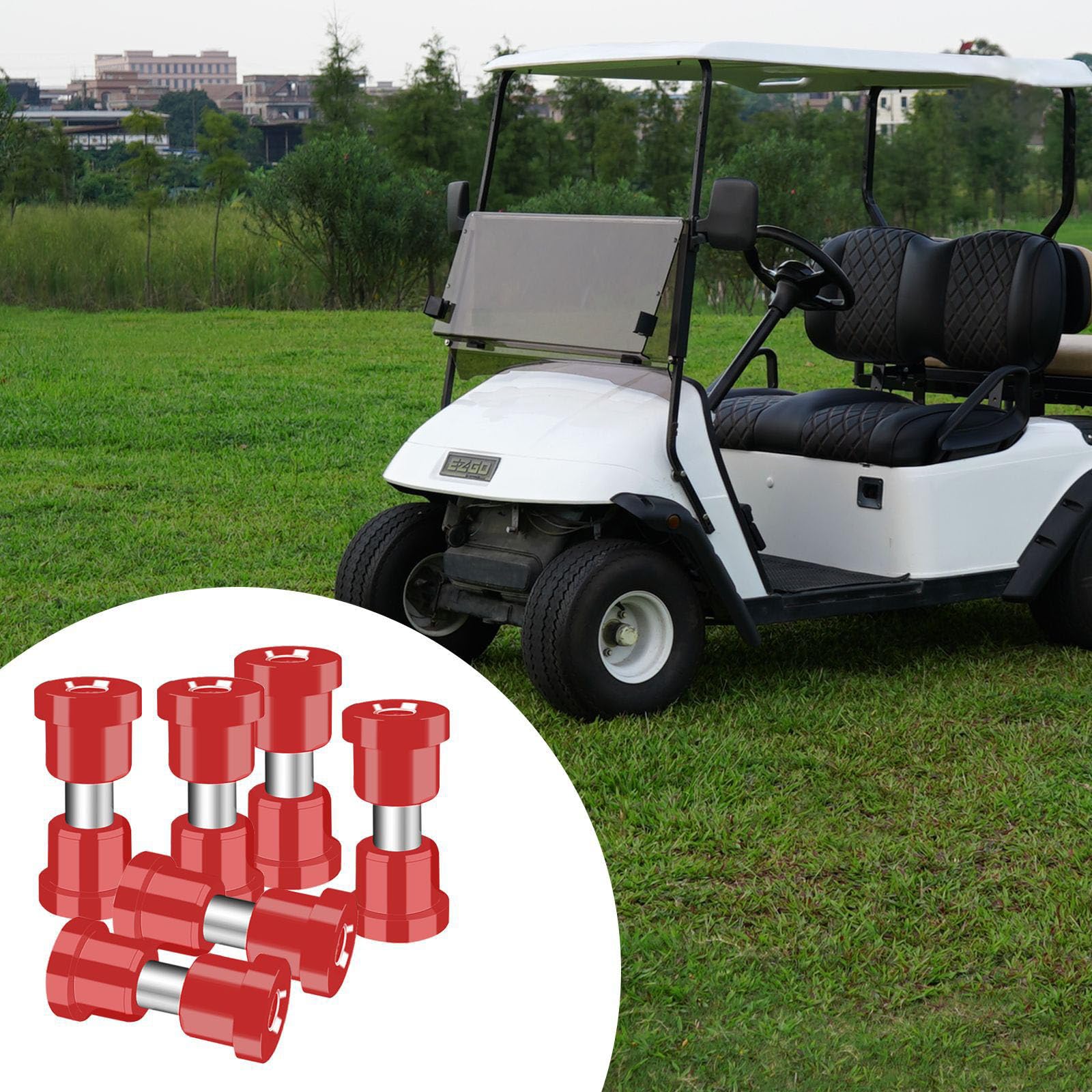 Zestaw tulei sprężyn piórowych wózka golfowego metalowe i polimerowe części zawieszenia z łącznikami do przedniego tylnego zamiennika wózka golfowego części zamienne do zawieszenia