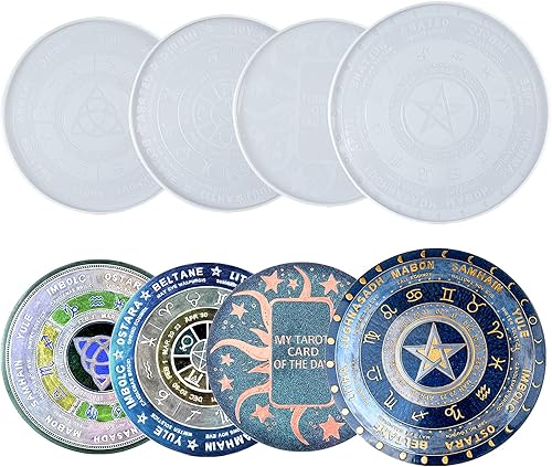 Moldes de silicona de resina epoxi para alfombrilla de péndulo, posavasos de rueda del año, brújula de constelación, herramientas de adivinación de