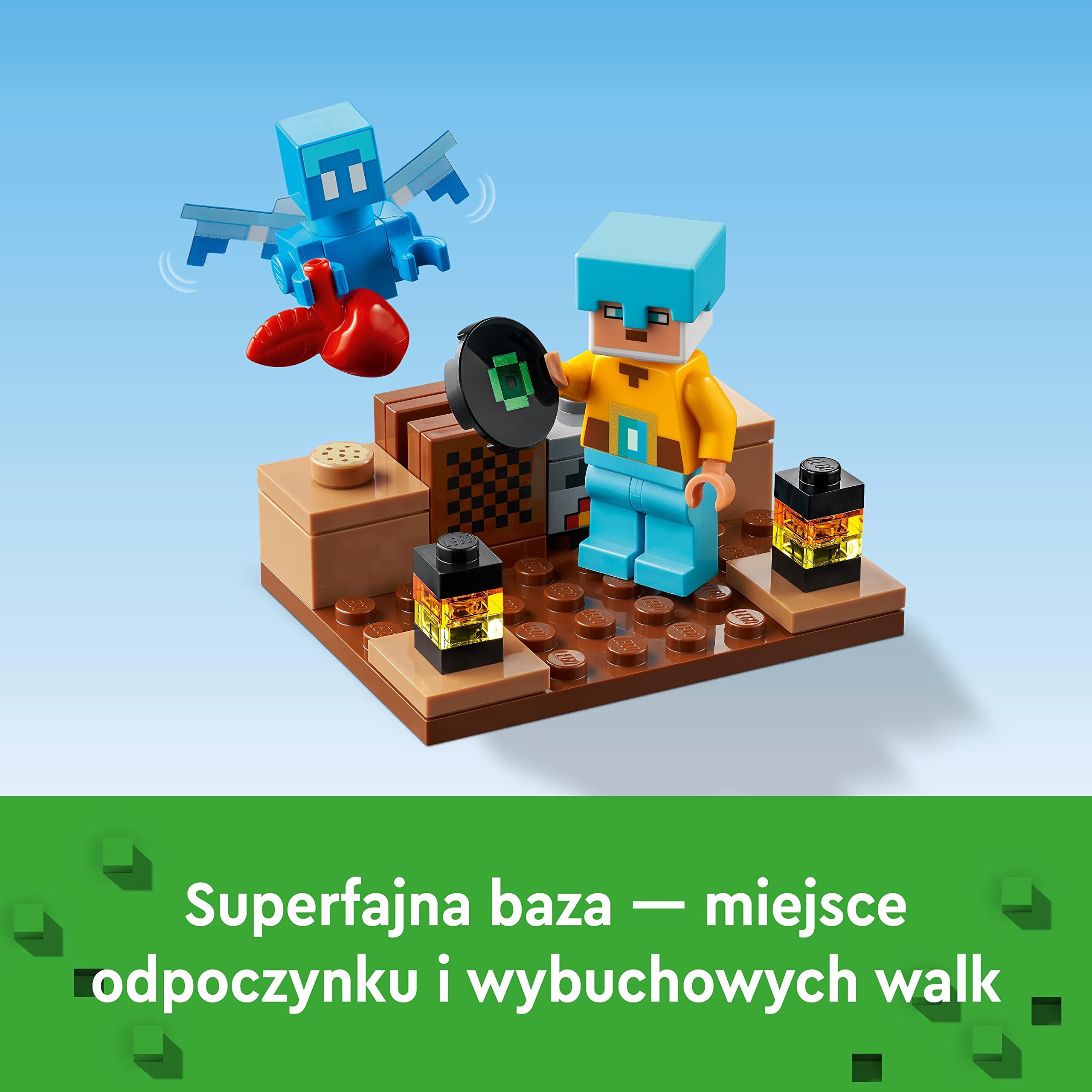 LEGO Minecraft Bastion miecza, Zestaw Klocków Konstrukcyjnych z Diamentowym Mieczem do Zbudowania, Figurka Creepera, Wartownika i Strażnika, Pomysł na Prezent dla 8-latka, 21244