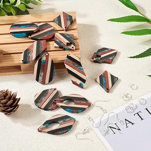 Vista 218 de Colgante de madera de resina, Resina, No es una piedra preciosa 0negro