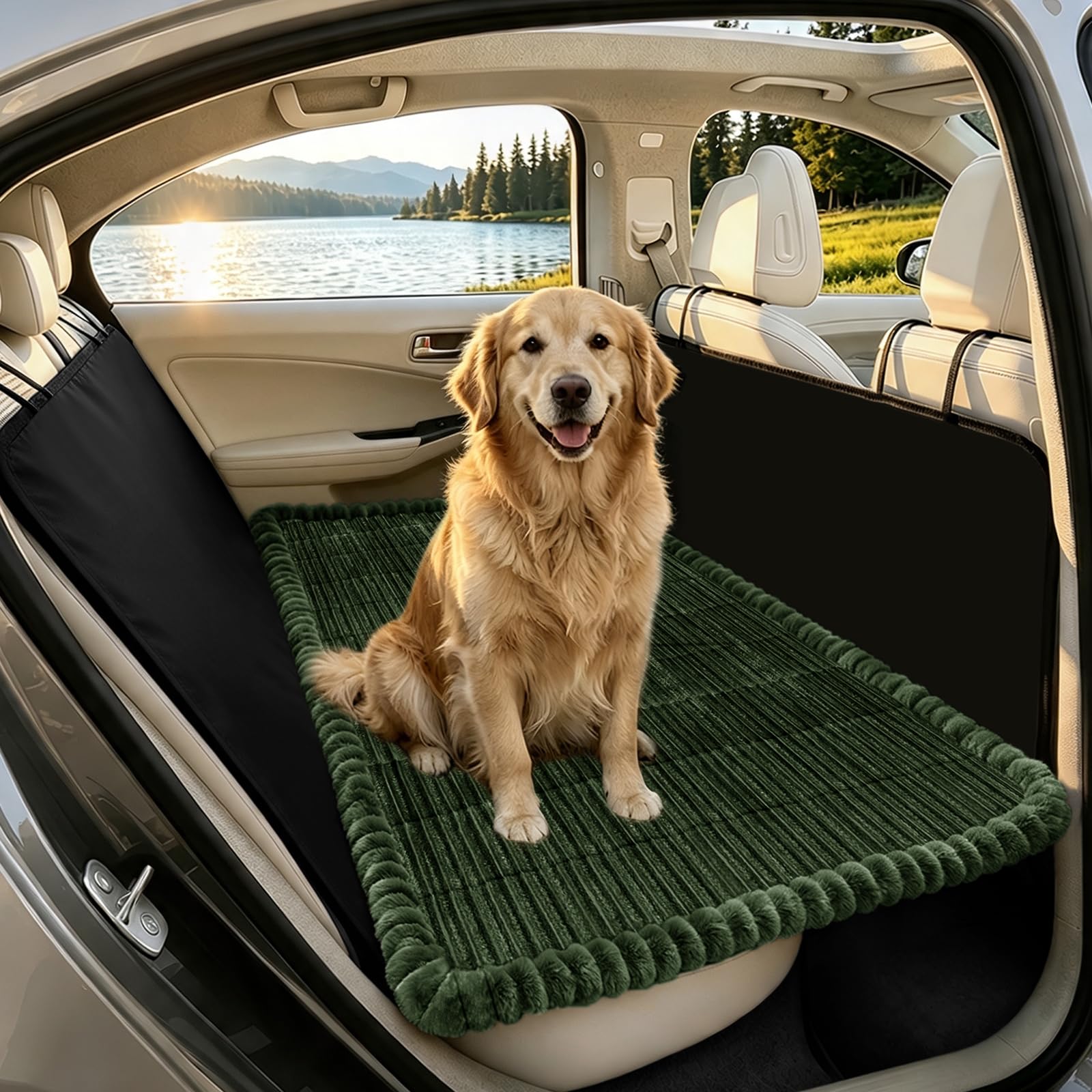 SYLC Dog Bed for Car Back Seat, Non-Slip Car Seat Cushion Cover Waterproof