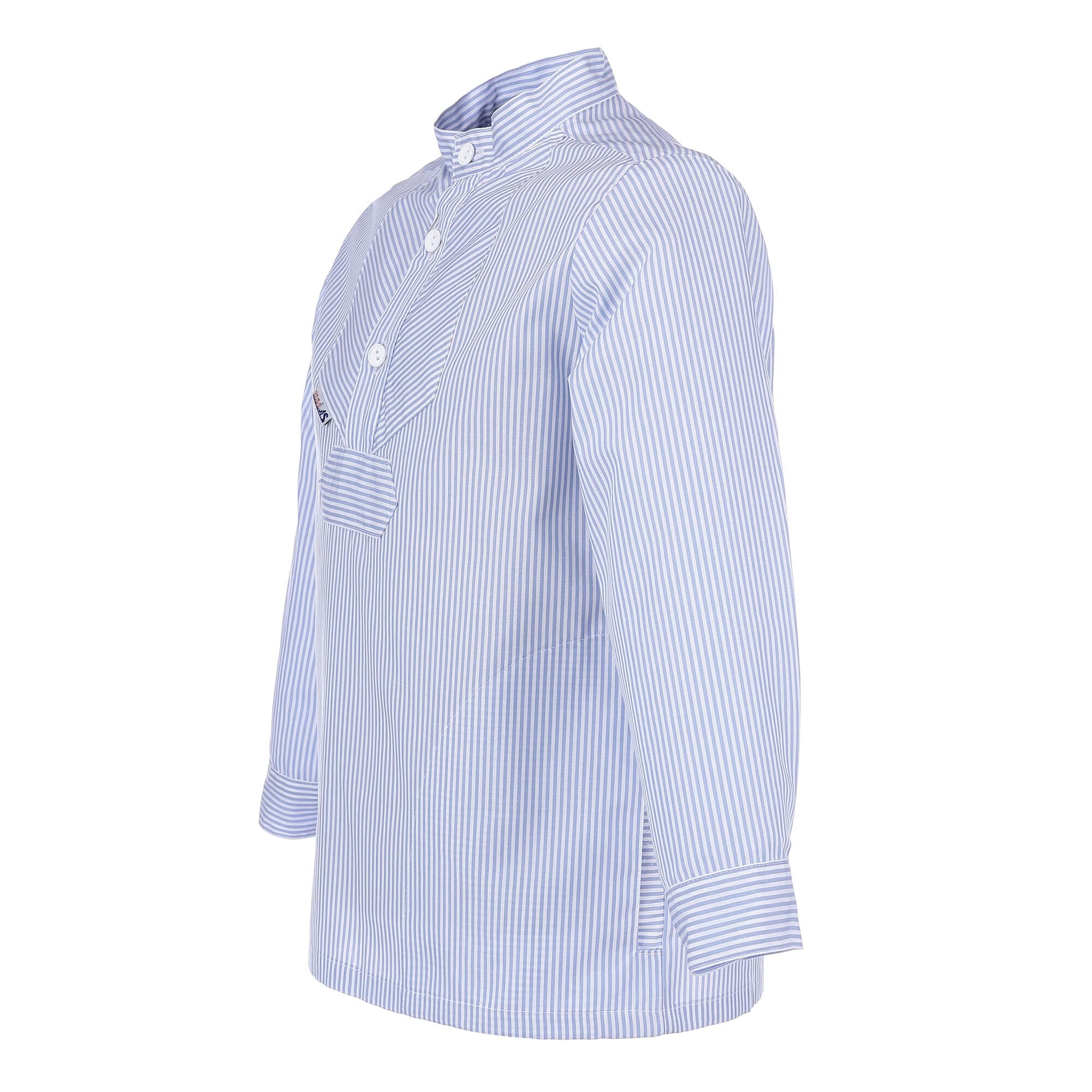 modAS Kinder Fischerhemd Sommer Langarm-Shirt mit Stehkragen - Gestreiftes Hemd im Finkenwerder-Stil