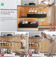 Kitstorack Teleszkópos Fiók - Kihúzható Tárolópolc Konyhaszekrényekbe 30-50 cm Szélesség, 43 cm Mélység, Fekete Fém, Fúrás Nélkül 4