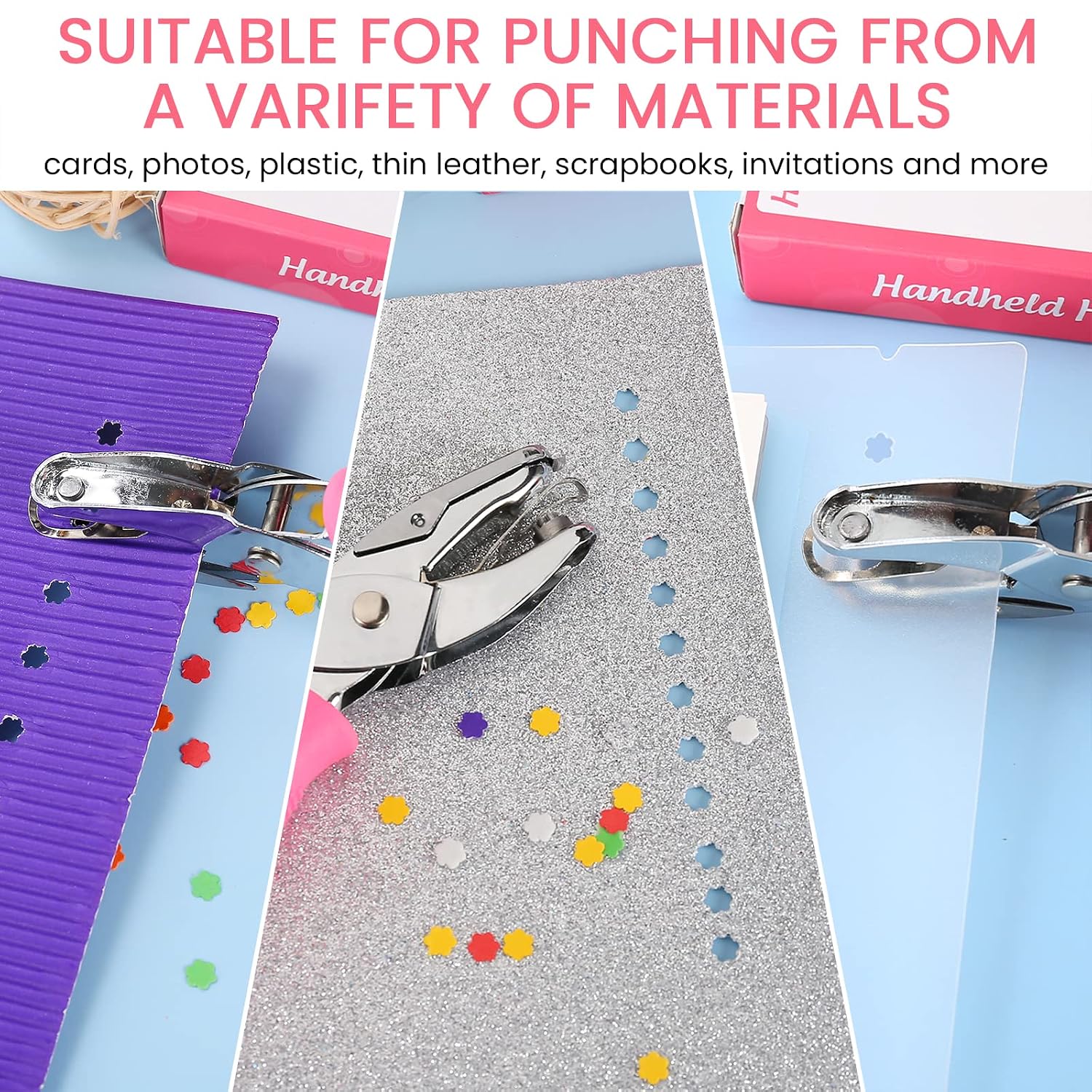 MyArTool Flower Hole Punch, 1/4 Inch Handheld Flower Paper Punch with Soft Grip, Flower Shape Hole Puncher for Paper Crafts, Cardstock, Gift Wrapping, Greeting Cards and Scrapbooks