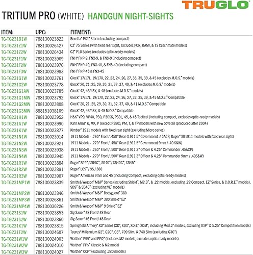 Miniatura 6 de TRUGLO Tritium Pro - Mira nocturna para pistola, compatible con pistolas CZ, mira compacta para pistola con puntos blancos de luz diurna, puntos