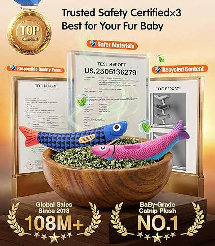 Miniatura 2 de PetBusy Juguetes interactivos para gatos con hierba gatera orgánica A+ de 5000 mg de grado bebé; juguetes suaves para gatos y gatitos de interior,