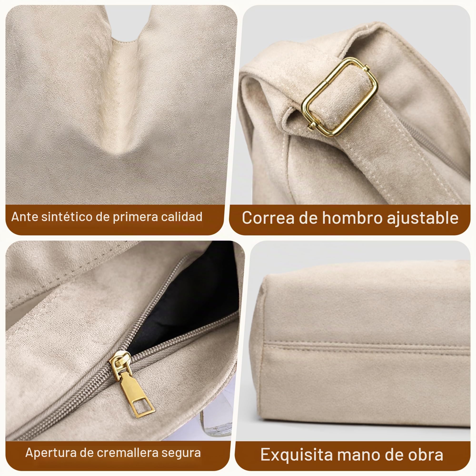 Bolso Mujer Elegante De Mano Shopper Tote Bag Ante Sintético