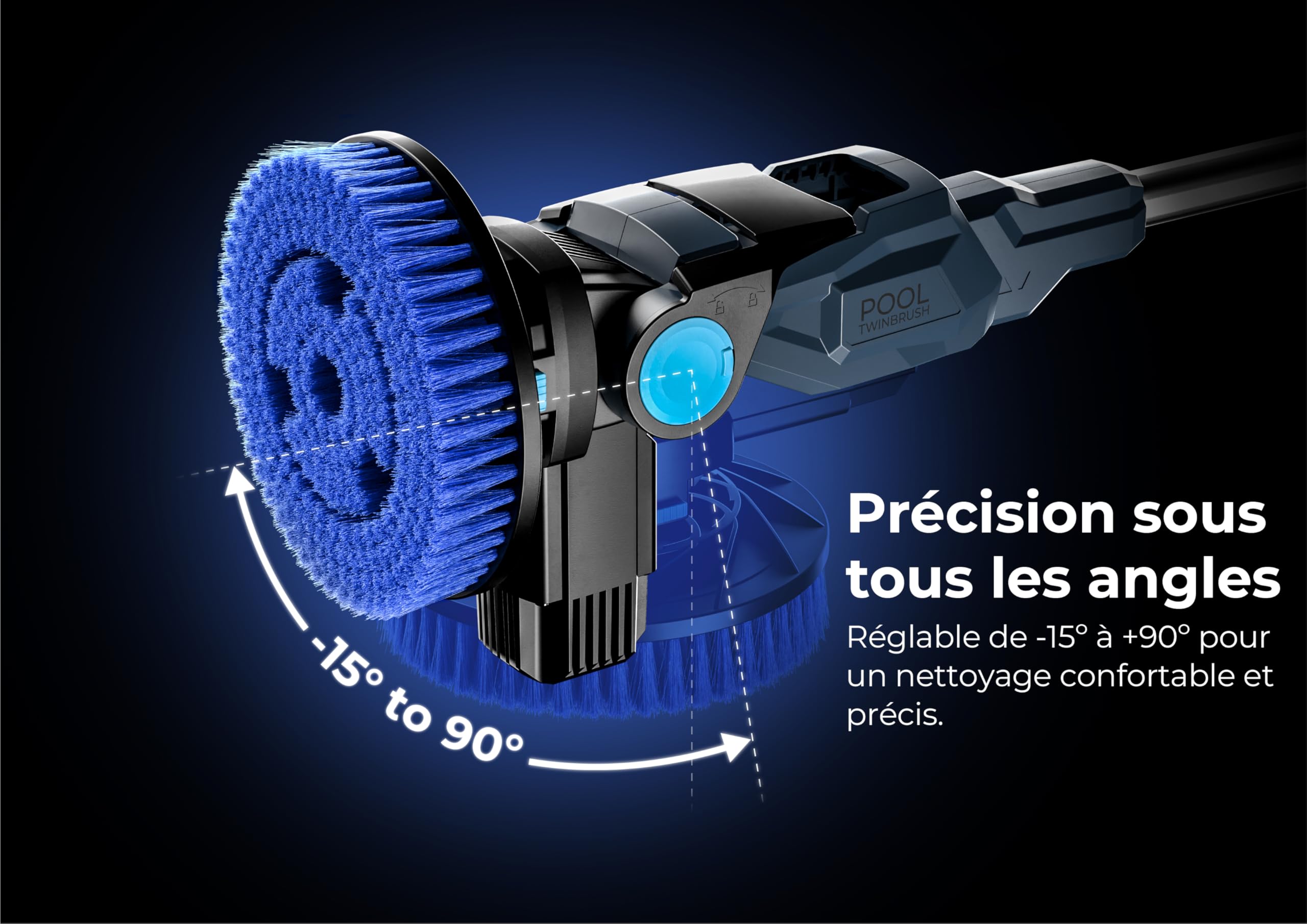 Gre Twin Brush Nettoyeur de Fond Batterie, 2 Brosses pour Fond et Terrasse