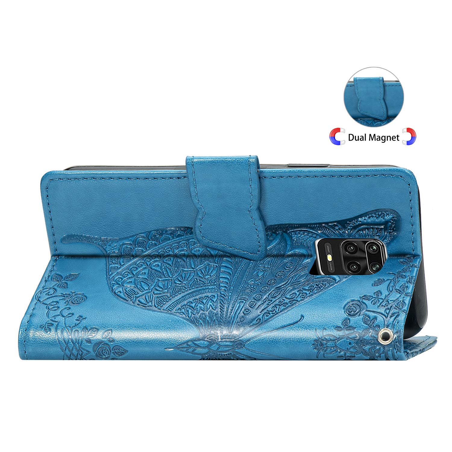 KANVOOS Cover per Xiaomi Redmi Note 9, Cover a Libro Portafoglio in Pelle PU [Porta Carte] [Magnetica], Antiurto Flip Case Custodia per Redmi Note 9 (Rosso