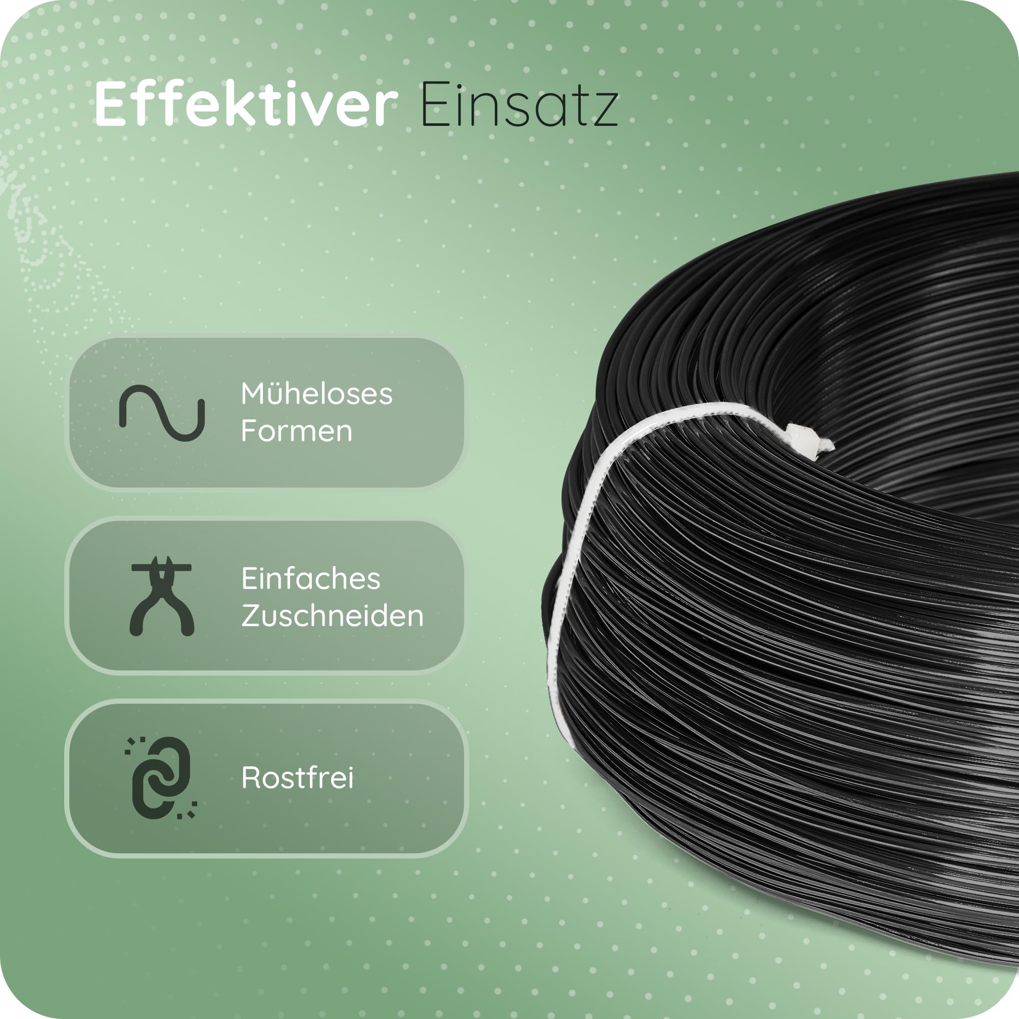 Novaliv Filo di alluminio da 300 metri, 2 mm, nero, ideale come filo per lavori fai da te, versatile per progetti fai da te e decorazioni, rotolo da 60 m, filo decorativo, filo per fiori, senza filo