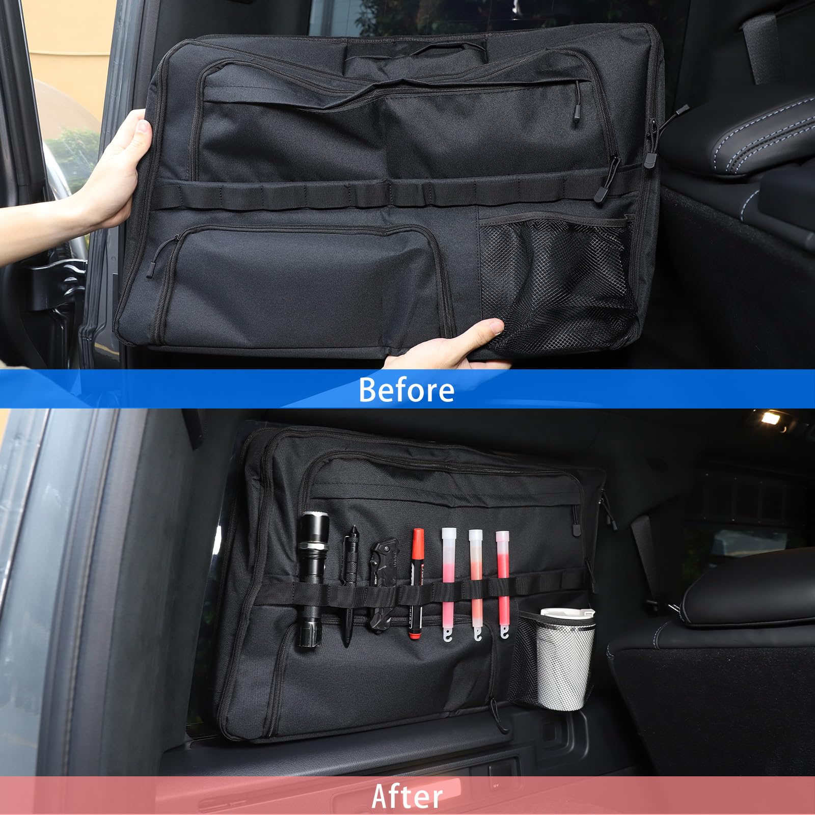 TOYCIDFG Car Rear Trunk Organizer Side Rack Trunk Storage Bag Compatible with Mercedes Benz G Class G350 G500 G55 G63 2019-2023, Car Accessorie Organizer Storage Panel (Left Side)