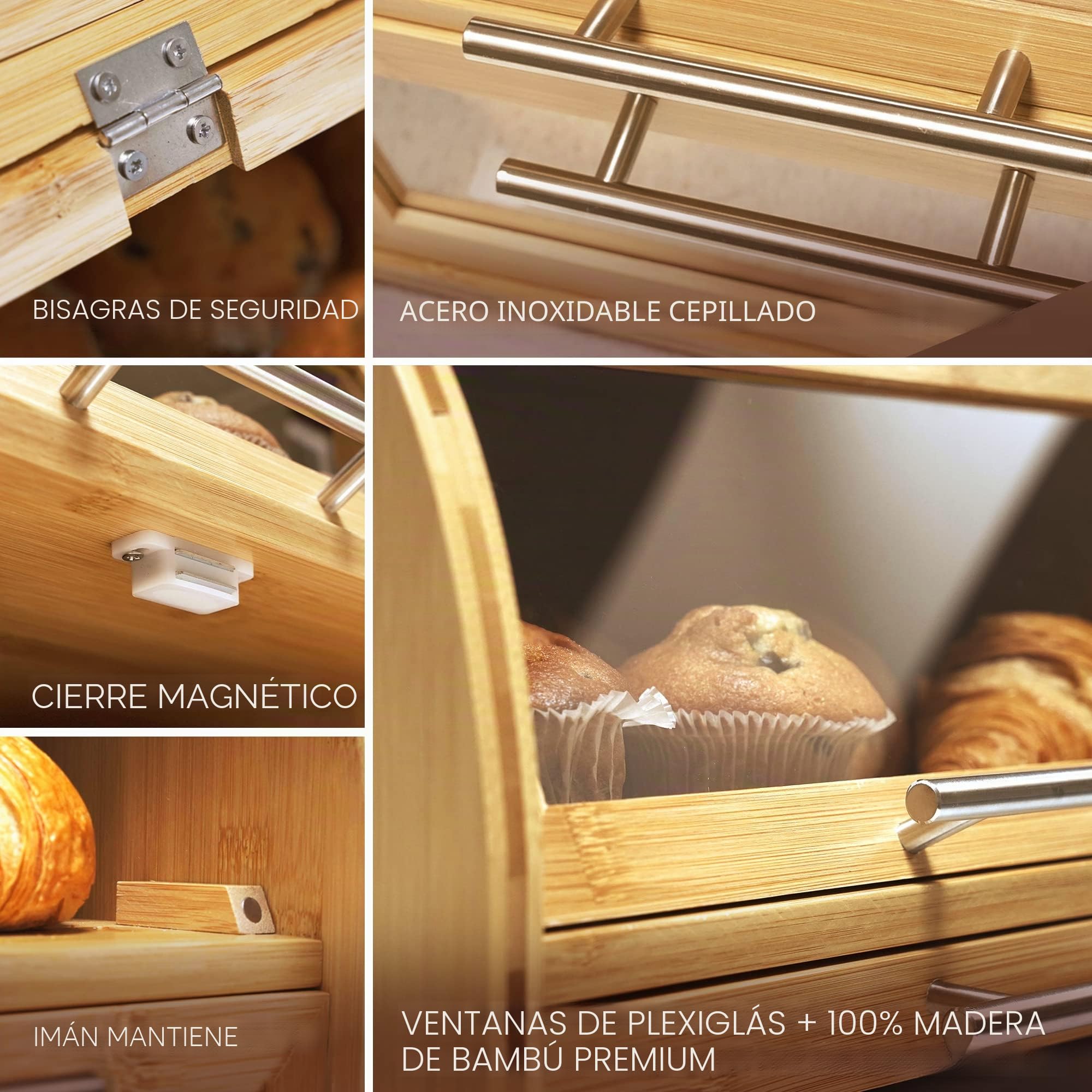 Apace Living Arise Panera de Para Encimera de Cocina, Extra Grande de 2 Estantes Con Ventanas Transparentes Y Rejillas de Ventilación - Conserva Pan, Panecillos, Bollería 40 x 26 x 37, Fácil Montaje