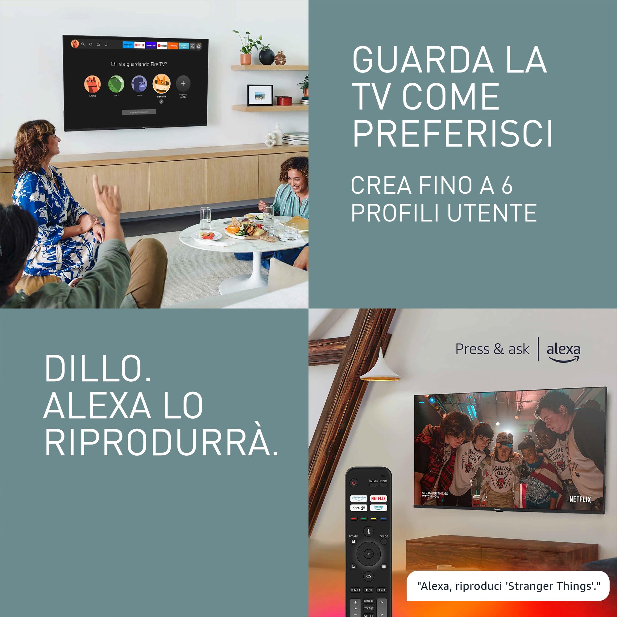 Panasonic Premium TV-50W80AEZC, 50 Pollici TV QLED 4K Ultra HD, Fire TV | Dolby Vision e Atmos, Modalità Game Plus, Controllo Vocale Alexa, Airplay, Smart TV ,Serie W80