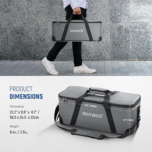 Miniatura 2 de Neewer Bolsa de transporte con correa para el hombro, asa, espuma móvil acolchada para Studio Light CB300B CB200B FS150B CB100C CB60B RGB CB60 MS60B