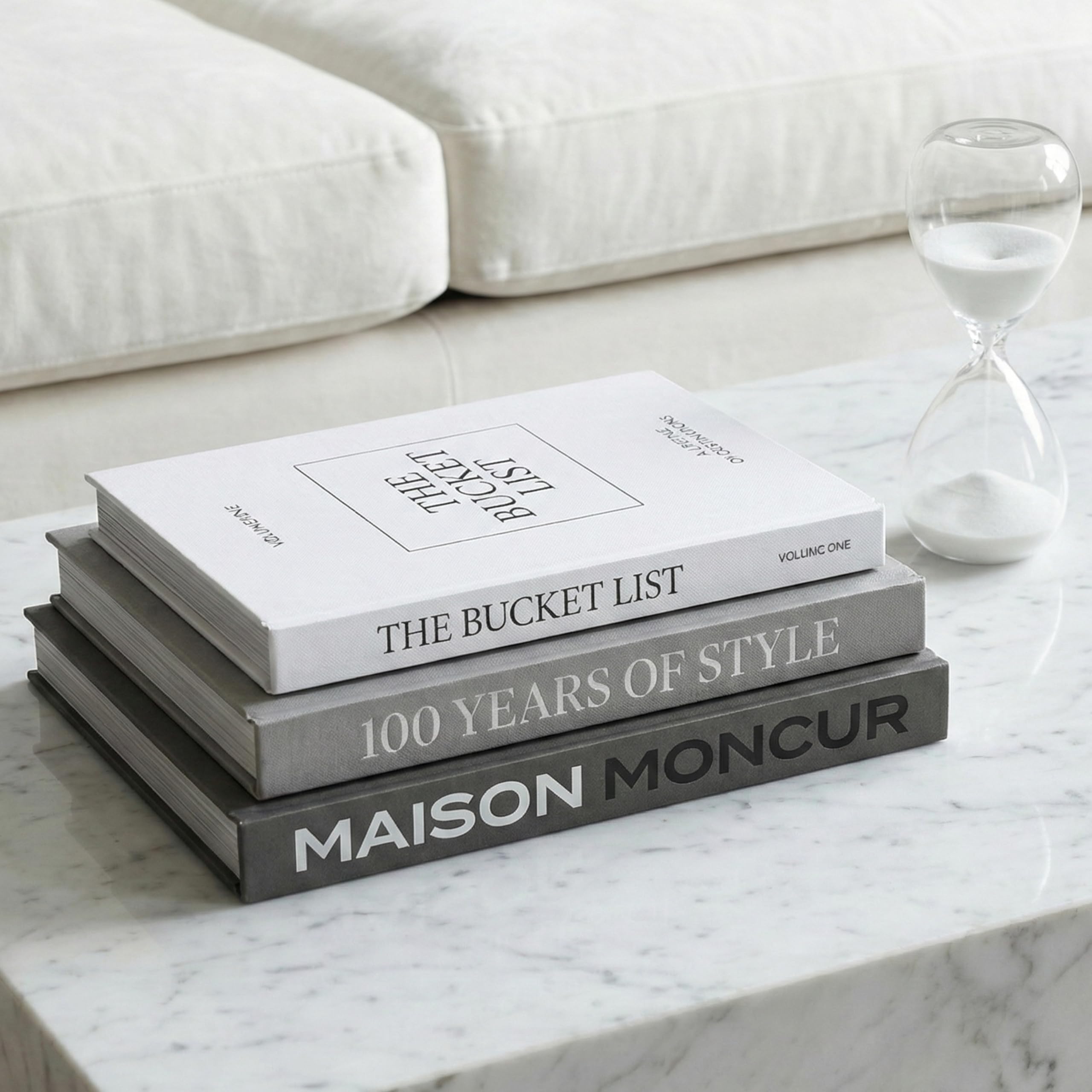 Moncur Home Set di 3 libri decorativi per tavolino da caffè, con copertina rimovibile e pagine bianche vere, per arredamento moderno della casa, stile mensola e interni estetici