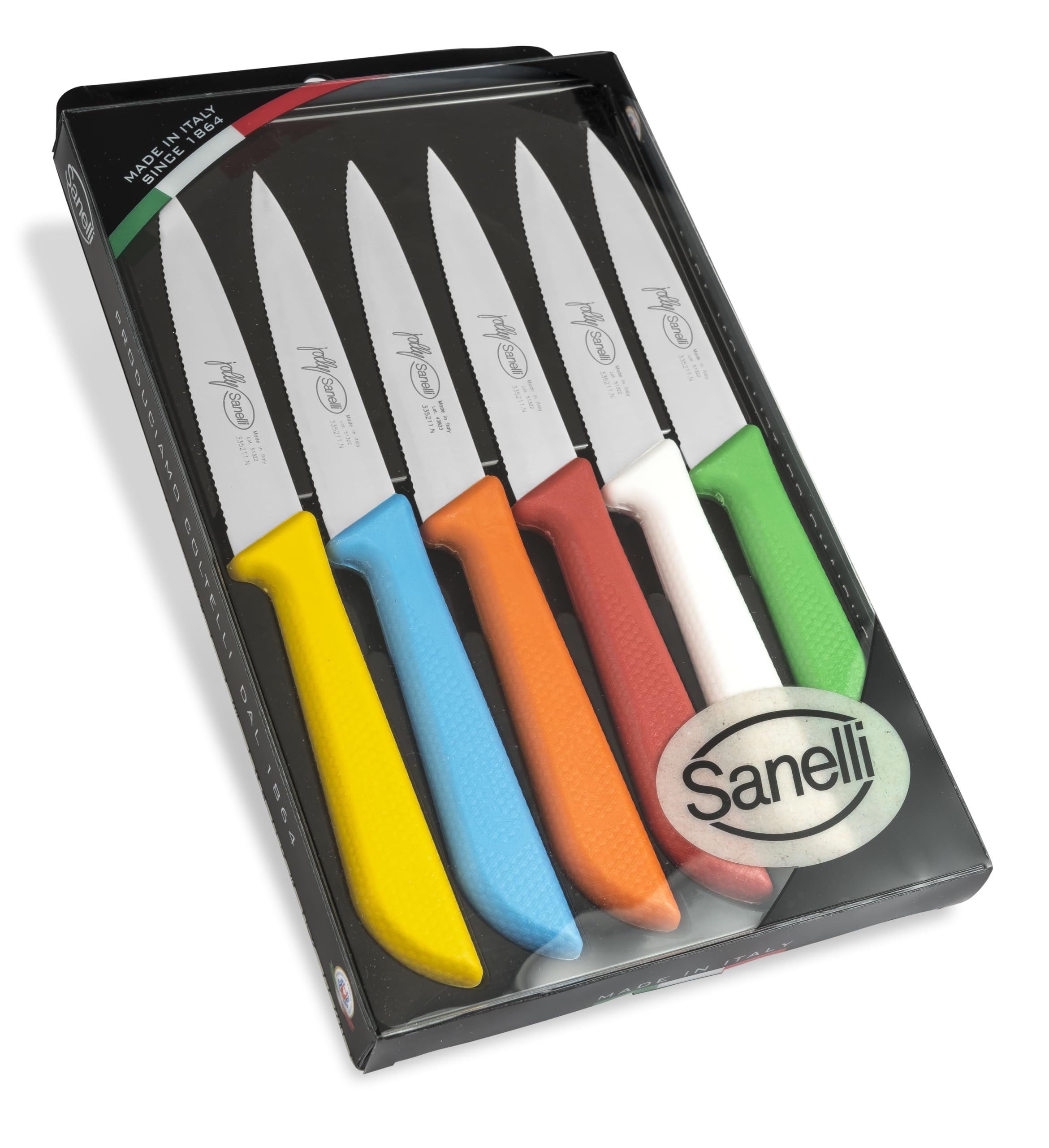 Sanelli Set Jolly Skin Confezione 6 coltelli da Cucina, Acciaio Inox (Amazon Exclusive)