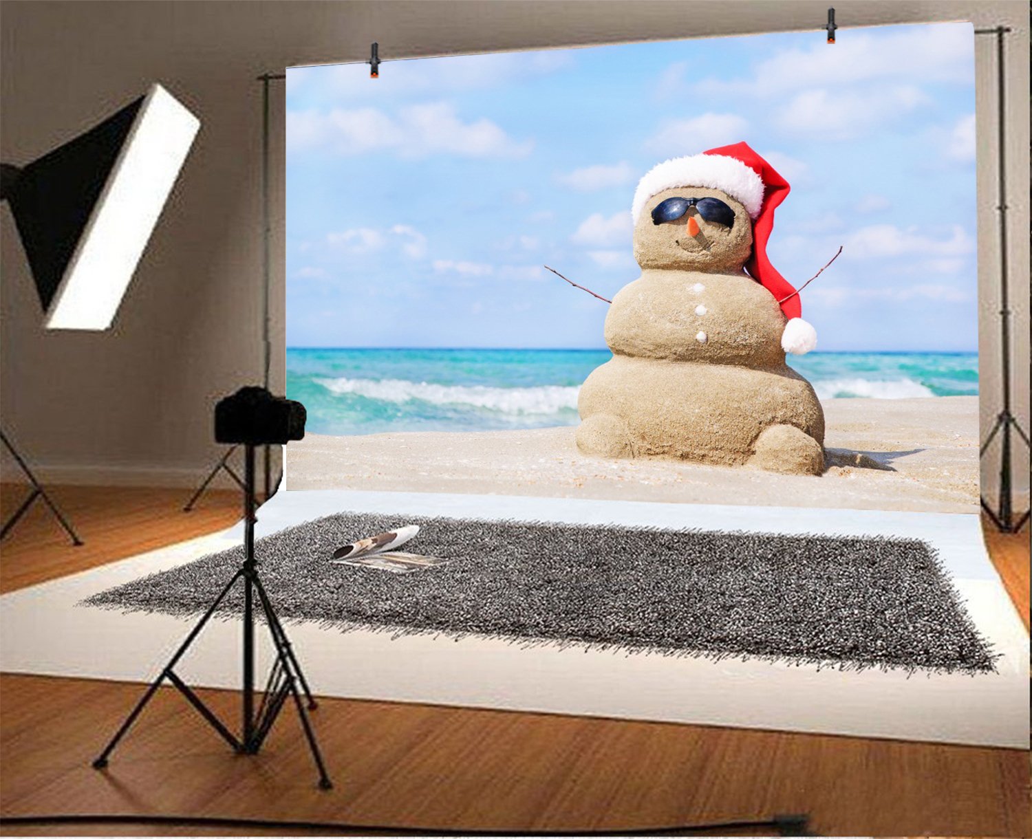 Leyiyi Toile de fond pour photographie de Noël 2,1 x 1,5 m Motif bonhomme de neige