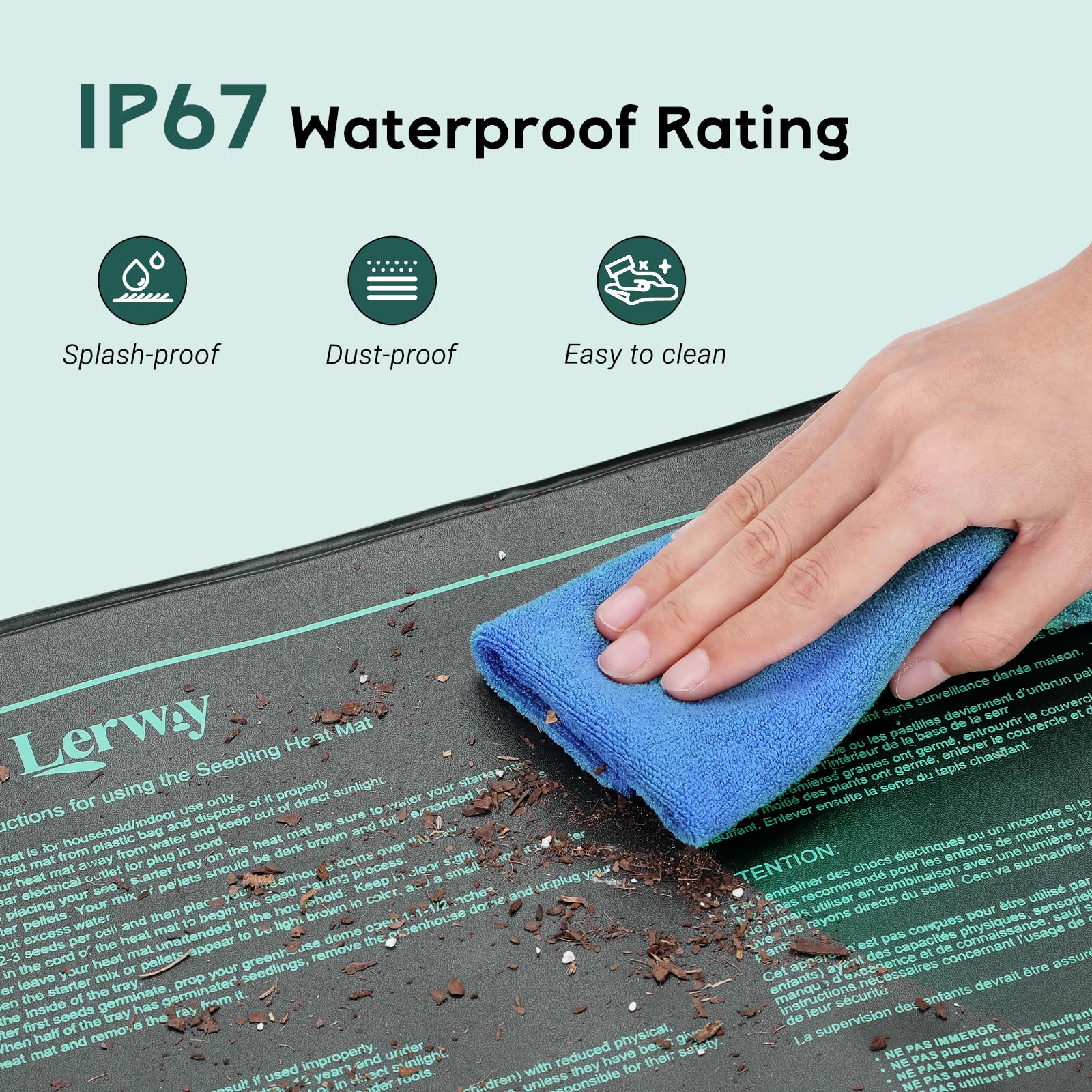 LERWAY Tapis Chauffant pour Plantes avec Contrôleur de Température, Serre de Germination Imperméable Accélérer la Germination des Graines, Coussin Chauffant pour Reptile 30 Watts, 52 × 25 cm