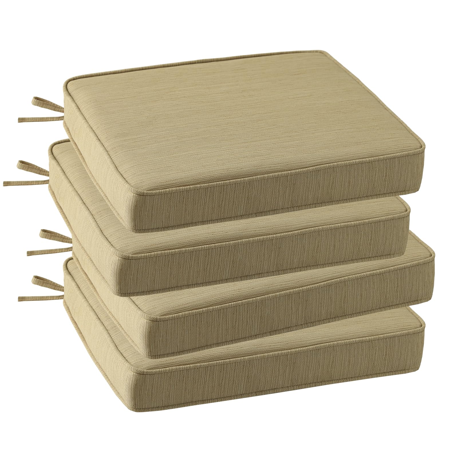outdoor square corner seat cushion, 19"x19"x3", set of 4, non slip seat cushion pads with removable cover for patio furniture, garden yard lawn, warm taupe