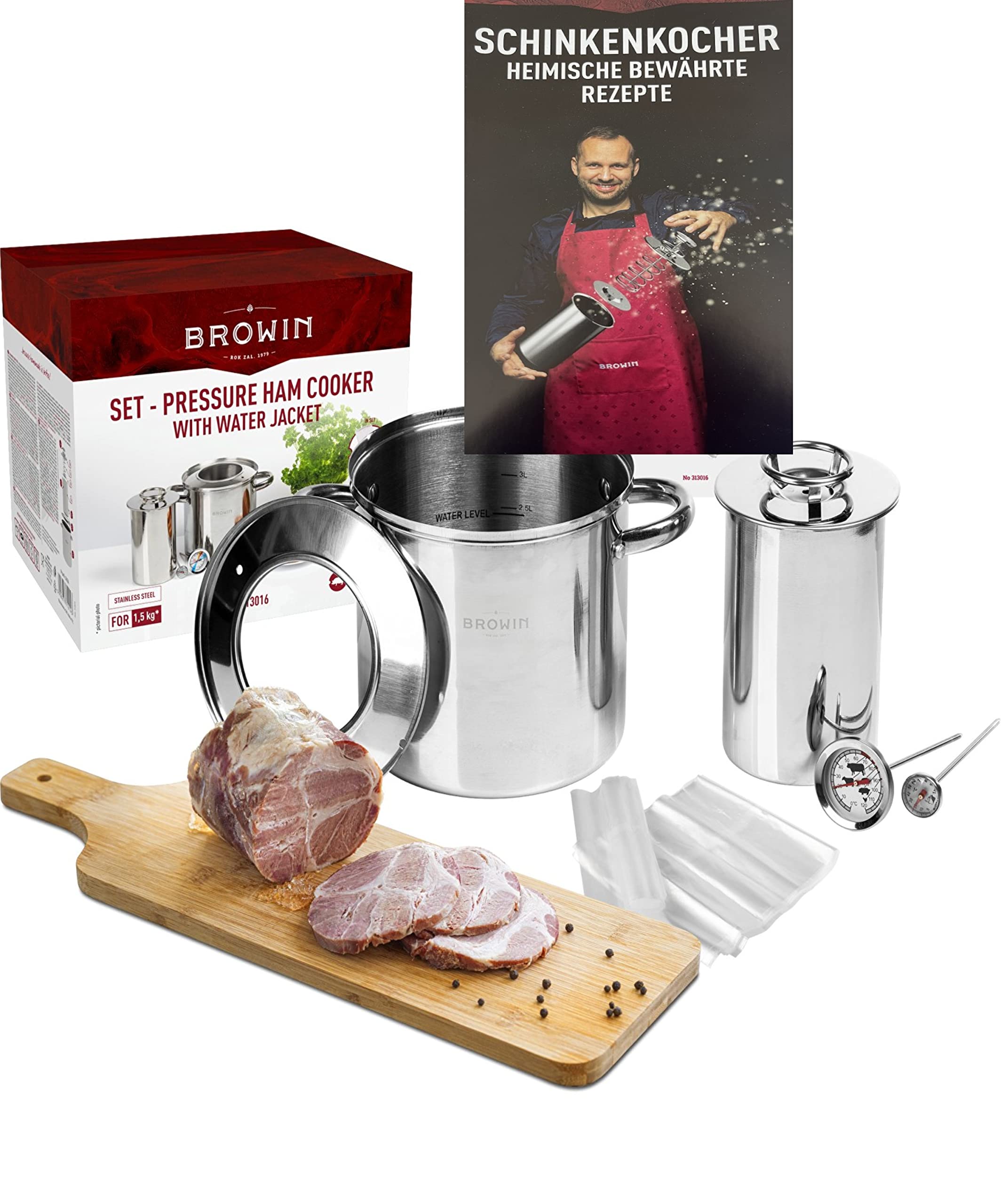 Schinkenkocher 1,5 kg im Wassermantel + Rezepte/komplettes Set