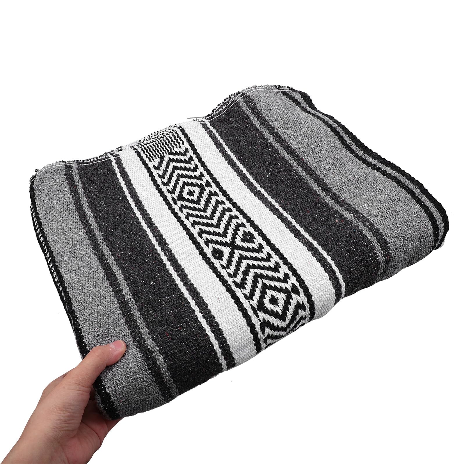 BETOOKY Couverture Mexicaine Tissée en Polyester et Coton Gris 130x180 Cm – Tapis de Yoga Doux et Épais, Plaid Multifonction pour Canapé, Salon et Voyage, Couverture de Canapé Patchwork