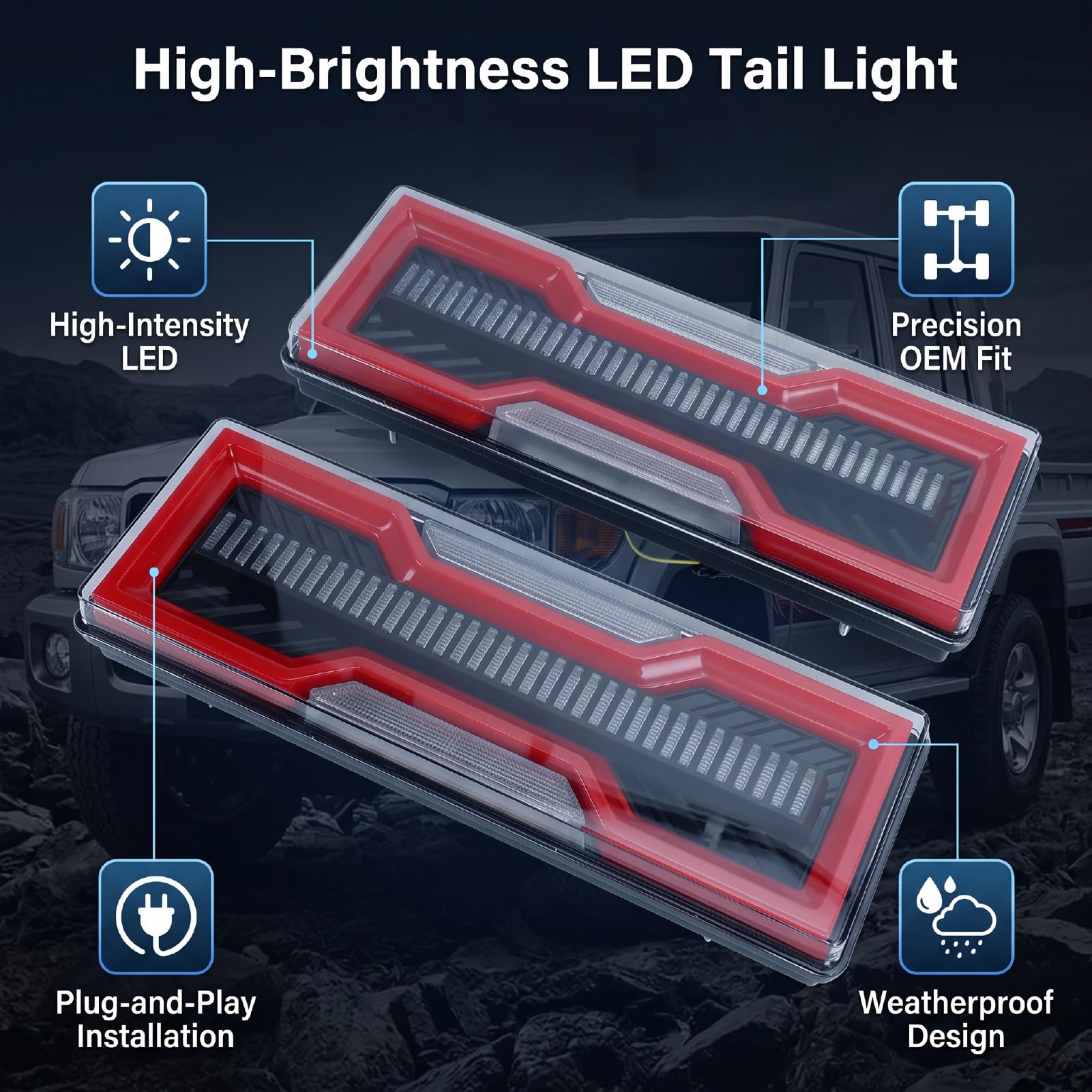 LED Tylne światło, Oświetlenie Tablicy Rejestracyjnej, światło Hamowania i Postojowe, zespół Kierunkowskazu i Lampy Hamowania z Sygnałami o Wysokiej Jasności 55W w Kolorach (Przezroczysta