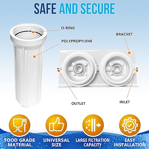 Miniatura 3 de Sistema de filtración de agua potable de 2 etapas debajo del fregadero, grifo cromado sin plomo que elimina el cloro y el suministro anual (2 extra)