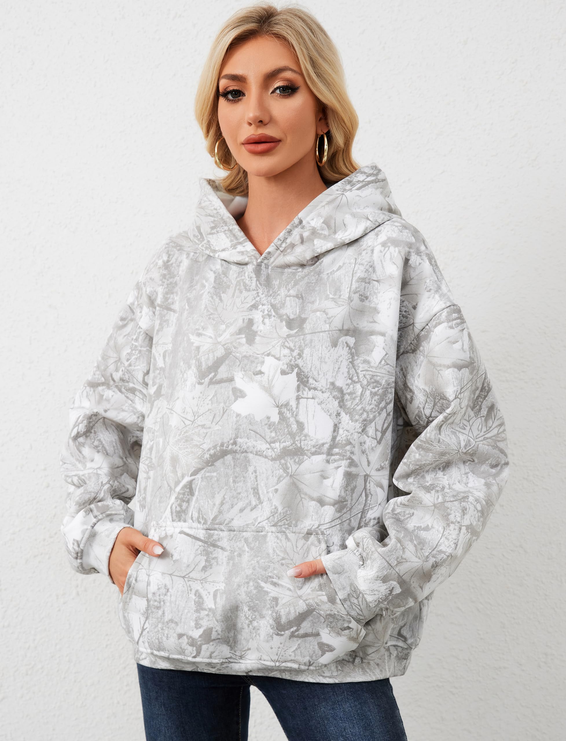 Dsewpaur Camo Hoodie for Women Men Casual Donna