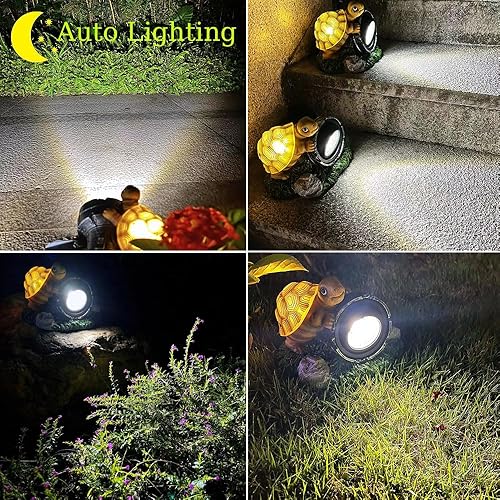 Miniatura 2 de SSCDFDC Luces de paisaje de jardín con estatuas de tortuga, luces solares para decoración al aire libre, luces LED superbrillantes e impermeables