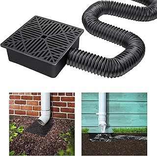 Downspout Extension Kit,Gutter Downspout Extensions Set Flexible Hose Extension,Rain Spout Extender for Cement Floor and Lawn, Matte Black