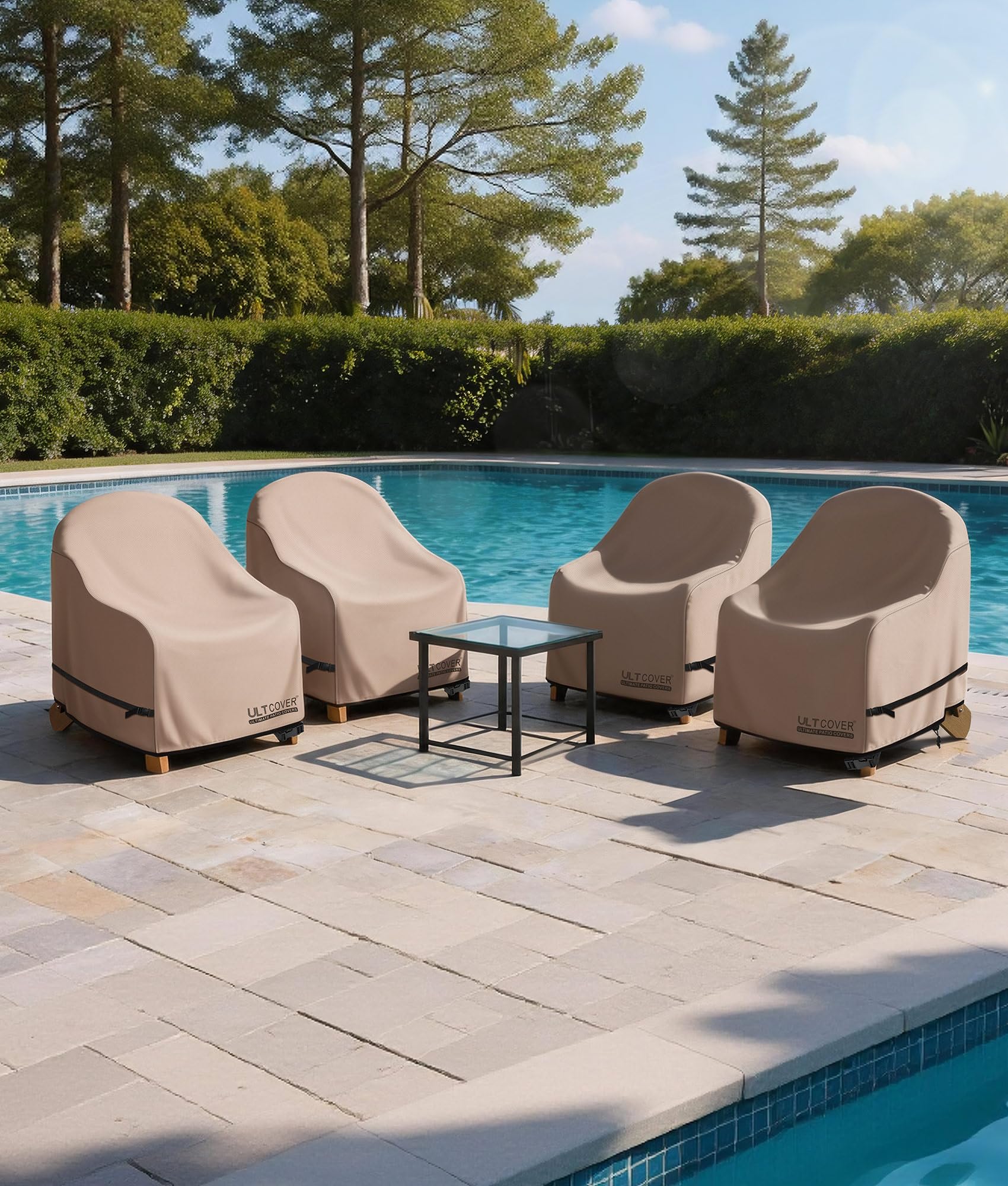 ULTCOVER Wasserdichte Adirondack-Stuhlabdeckung für Terrassenstühle, Größe bis zu 71 x 79 x 91 cm, 4 Stück