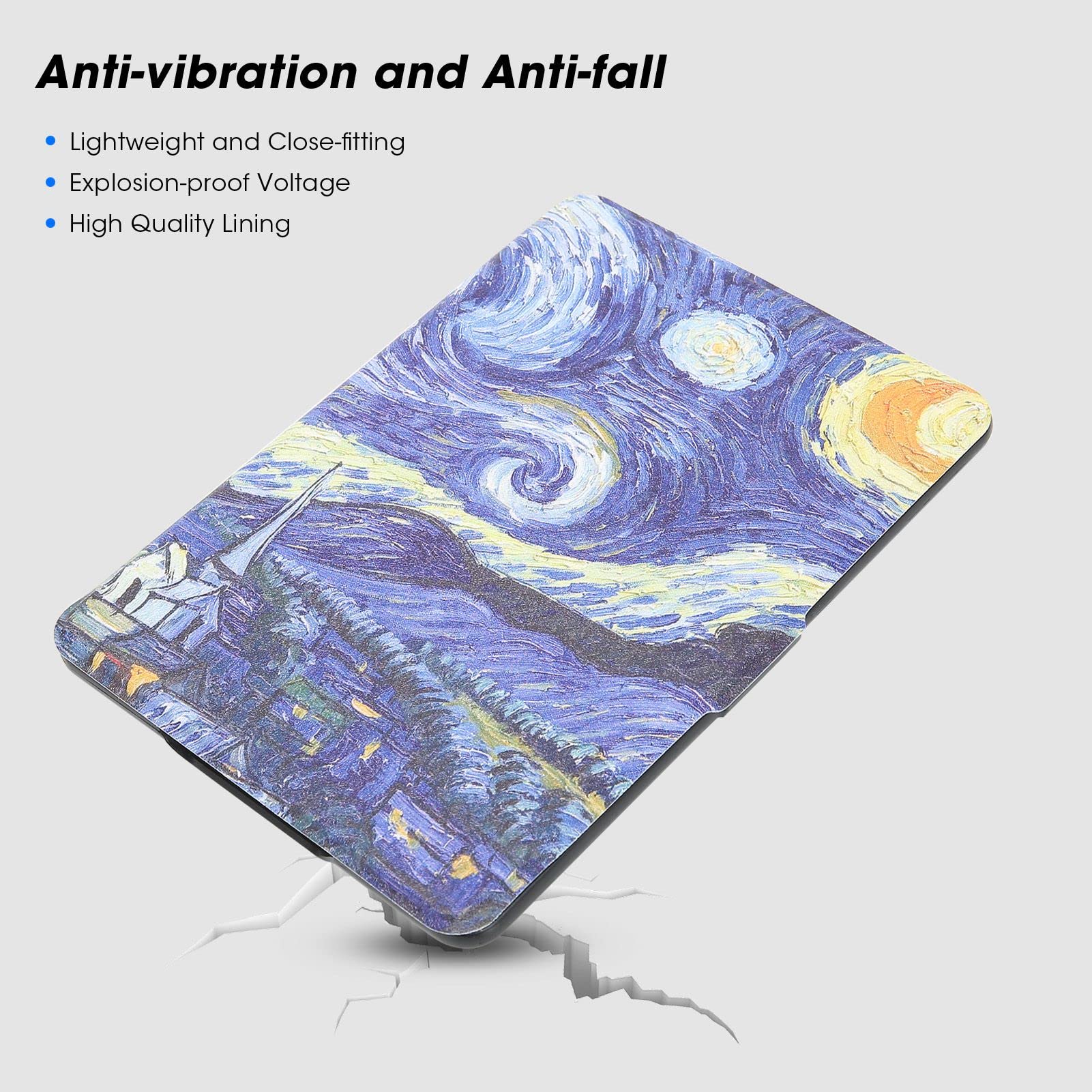 Couvertures de Lecteur d'ebook, étui Kindle Paperwhite Durable et fiable, Fabrication exquise pour Kindle Paperwhite(Ciel étoilé de Van Gogh)