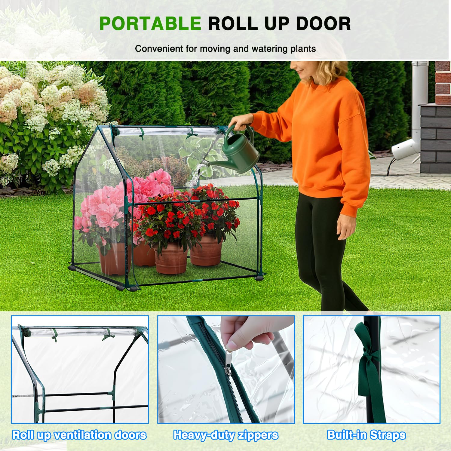 Yesker Mini serra 91 x 45 cm x 84 cm piccola serra portatile per serra interna ed esterna con copertura in PVC Serra compatta per lavori in giardino d'inverno balcone patio esterno copertura piante