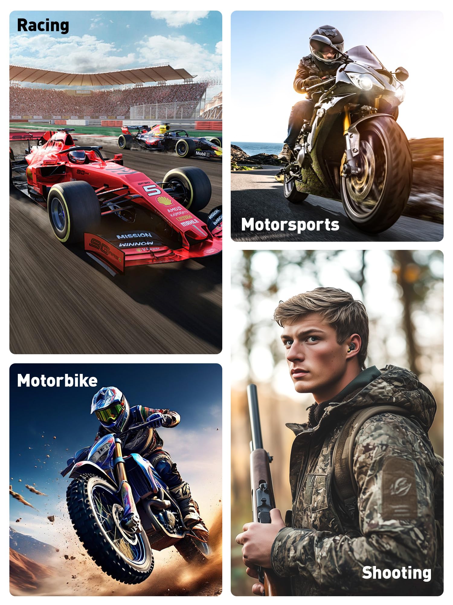 Motorrad-Ohrstöpsel, Windgeräuschunterdrückung, Moto-Gehörschutz, wiederverwendbare Ohrstöpsel für Motorrad, Motorsport, Touring, Rennen, Reiten – 2 Größen, 27 dB Geräuschreduzierung