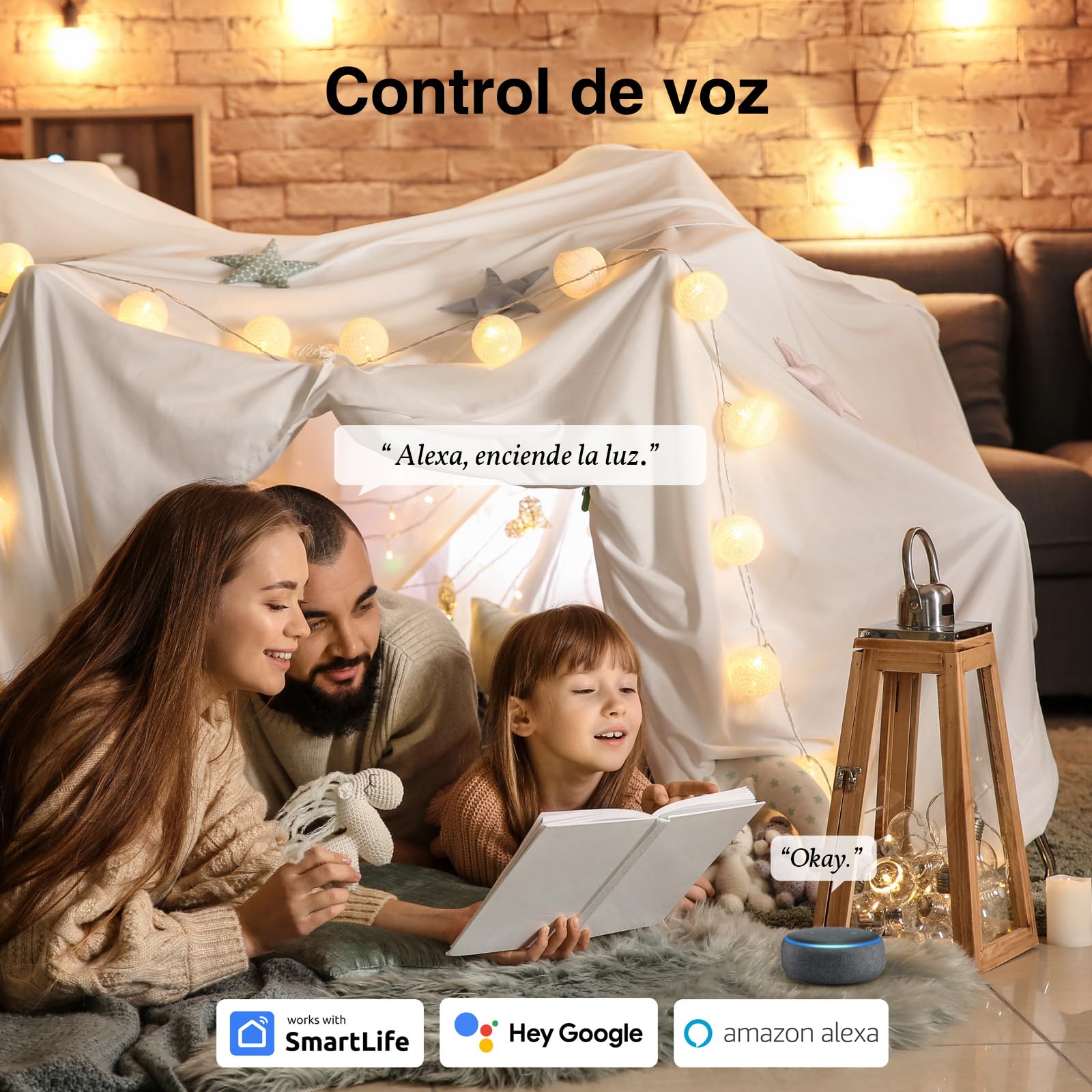 GHome Smart Enchufe Inteligente, 16A Enchufe WiFi Medidor de Consumo, Compatible con Alexa y Google Home, Tomada Inteligente Programable con Temporizador, Control por Voz y APP, 3680W,Solo 2.4GHz WiFi