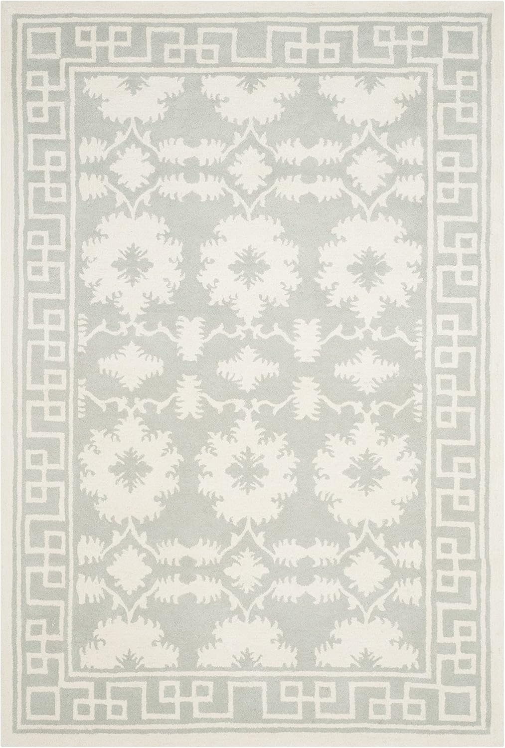 Grey and Ivory Hand-Tufted Wool 4' x 6' Area Rug