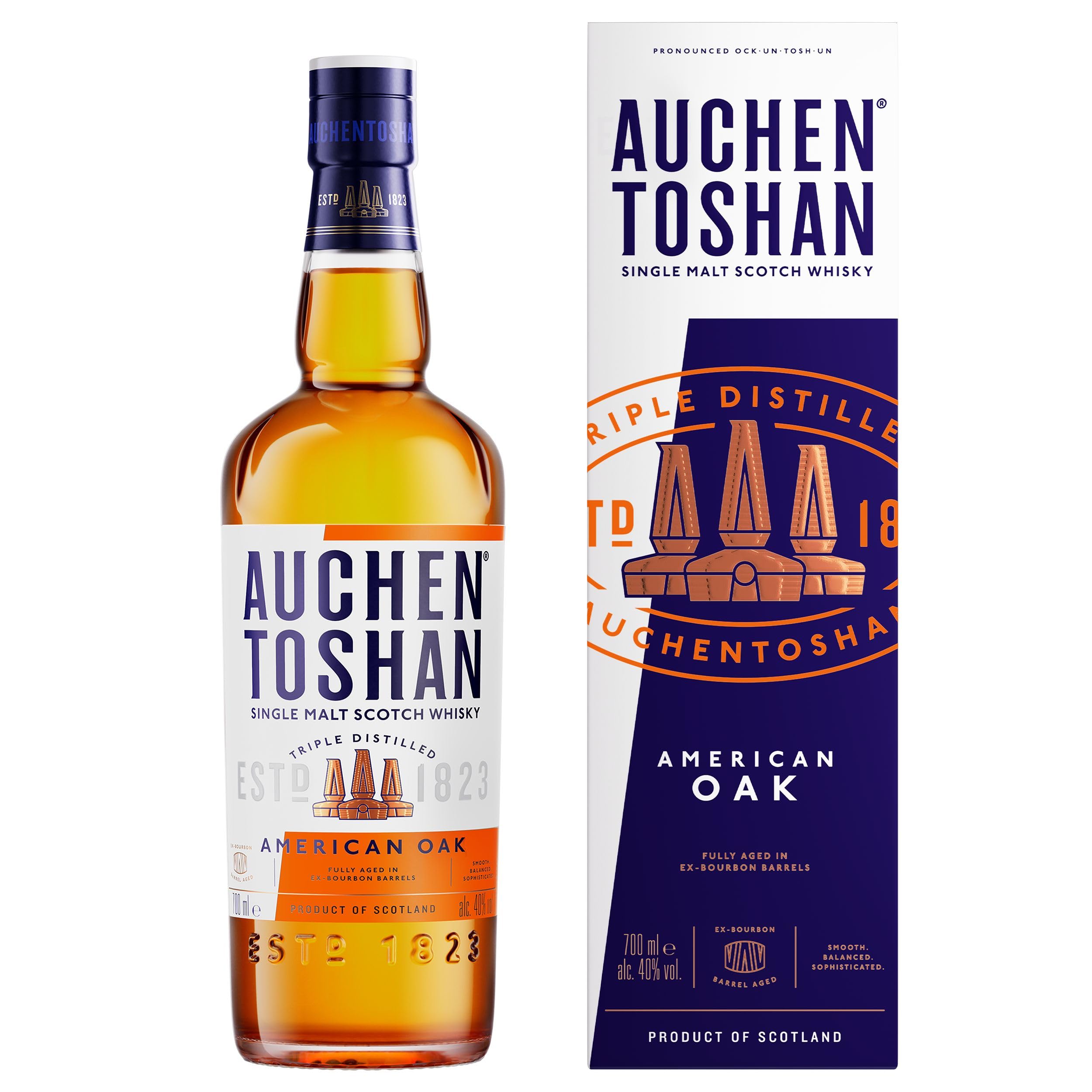AUCHENTOSHAN American Oak | Scotch | Lowland | Single Malt Whisky | Smooth and Vanilla | Oak Cask Matured | 40 Percent ABV | 70 cl,Packaging May Vary