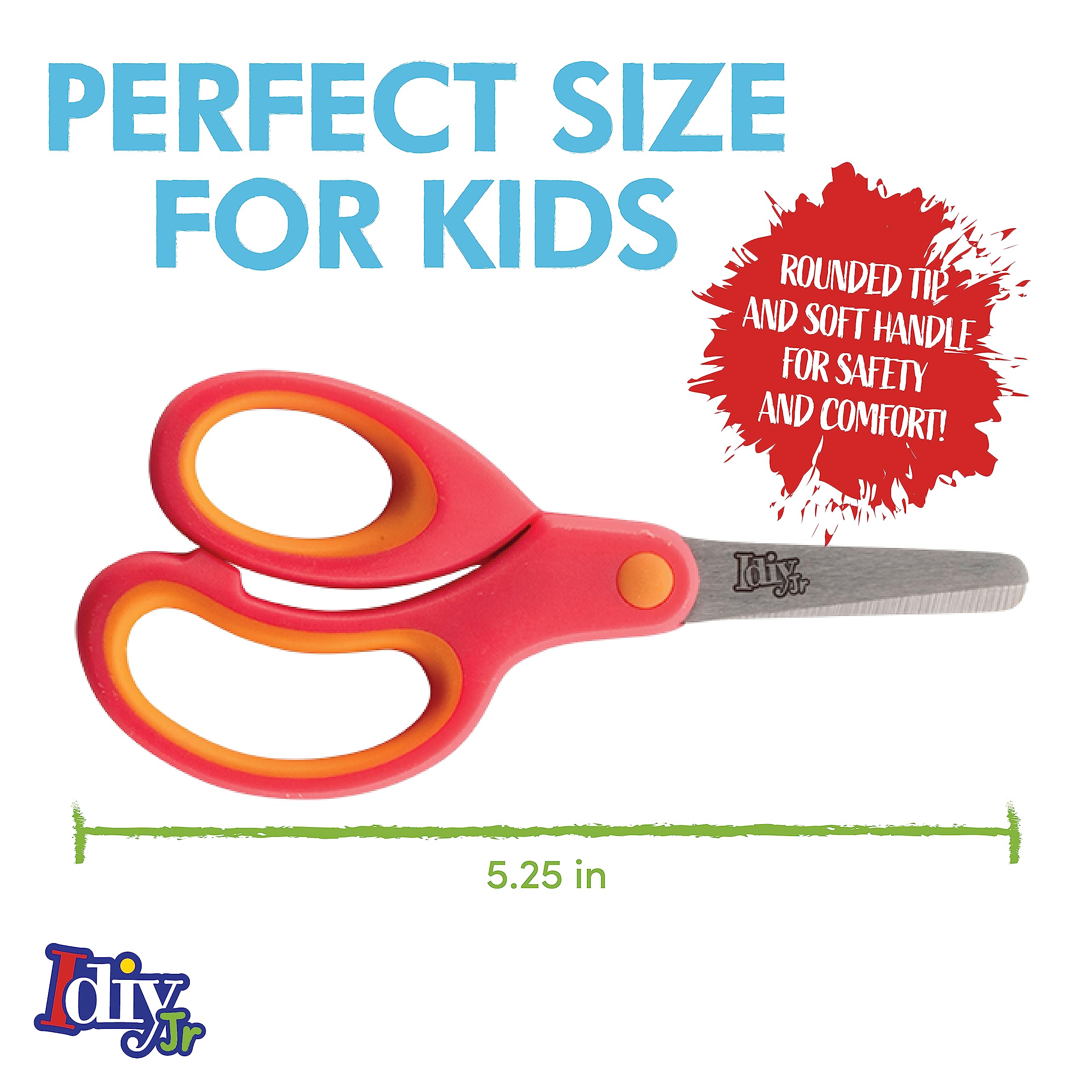 Idiy Lot de 25 paires de ciseaux pour enfants - 12,7 cm - Poignée souple - Pointe émoussée - Ciseaux de sécurité faciles à couper - Idéal pour les projets scolaires primaires, les fournitures d'art et