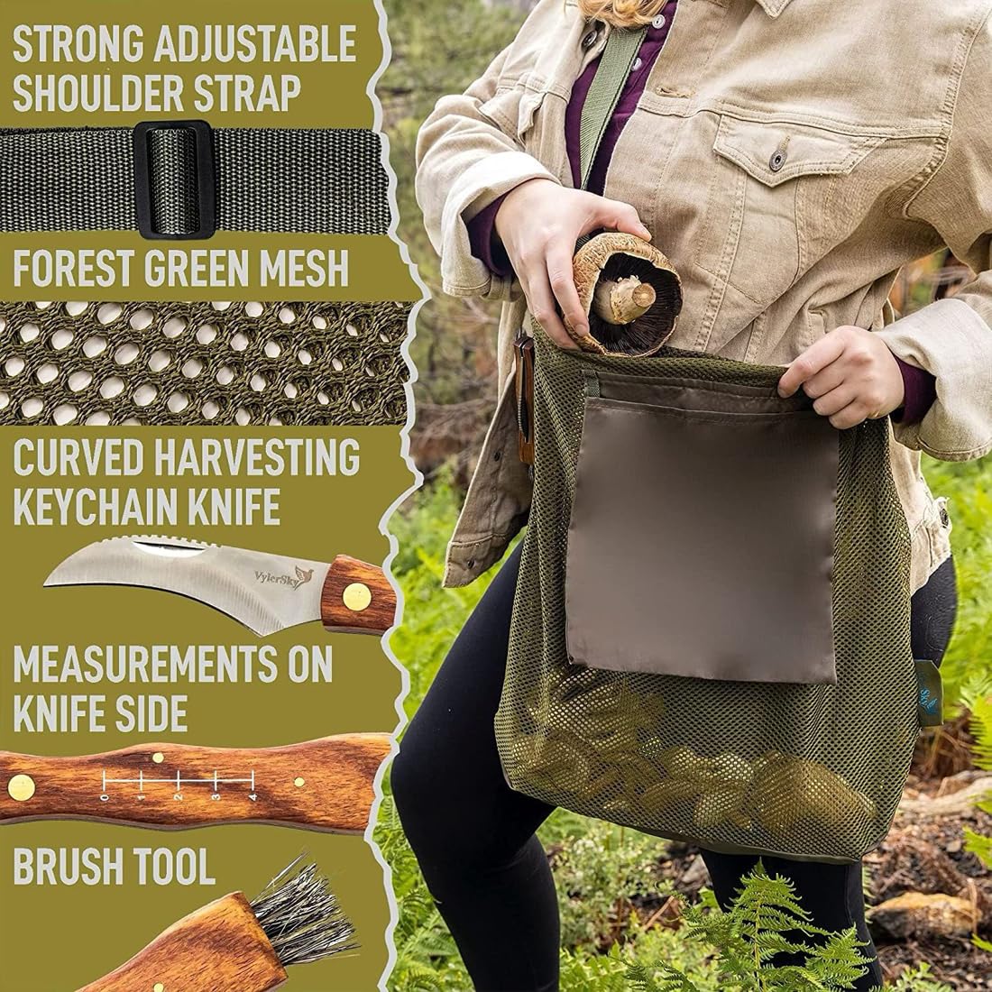 IKOPFLN Mochila Setas Bolsa Para Setas Bolsa De Caza De Setas Bolsa De Búsqueda De Hongos Bolsa De Caza De Hongos Con Cinturón De Hombro Ajustable Bolsa De Almacenamiento De Verduras