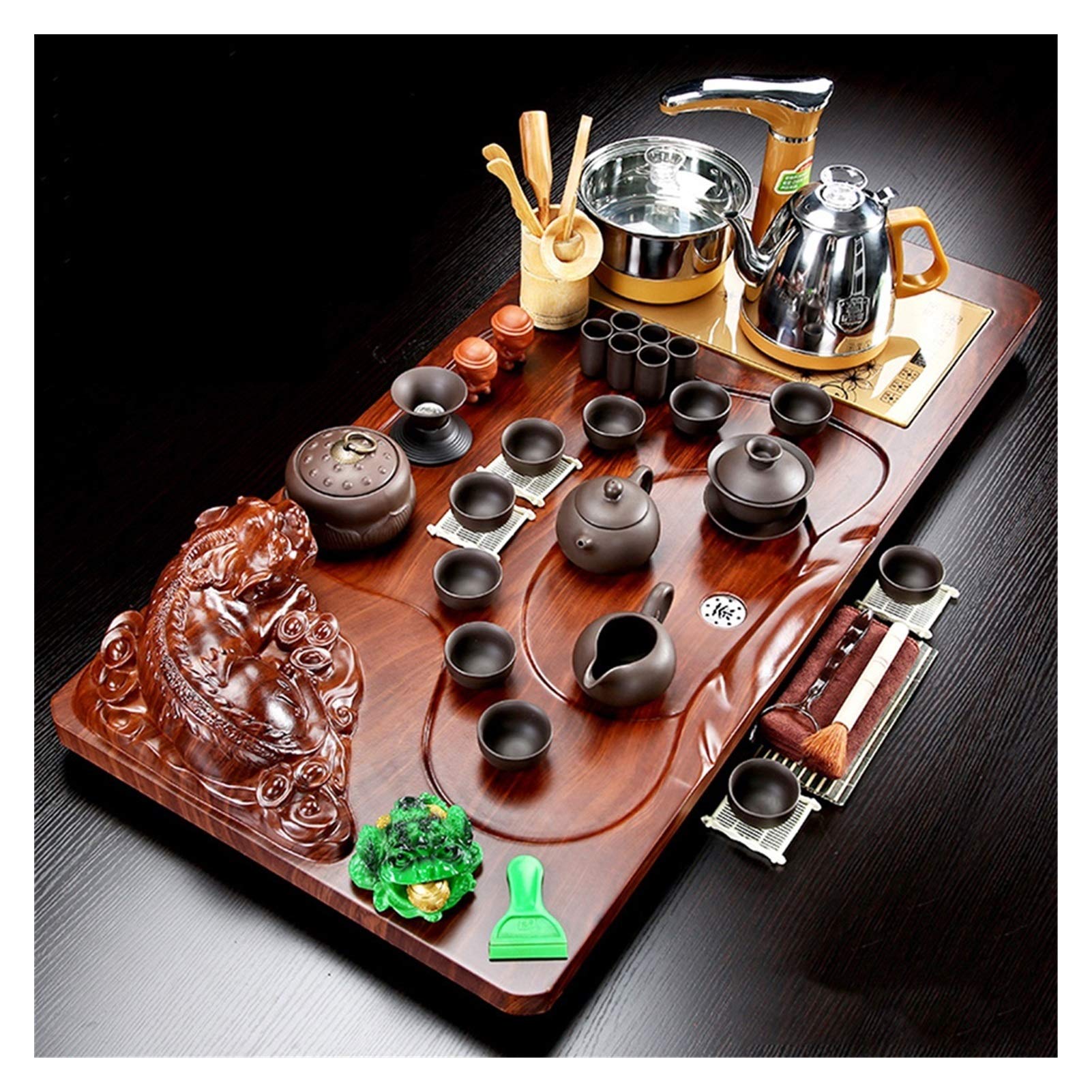 DFGHNBVC Kung Fu Tea Set, Tea Set Tray With 1 Teapot Set,10 Tea Cups, 1 Tea Tray, 1 Tea Pen, Beautiful Asian Tea Set For Adults, Tea Lover/Women/Men,B