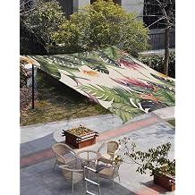 Sun Shade Sail, Summer Tropical Green Palm Trees Beige Texture Outdoor Waterproof Canopy Patio Cover with Rope, Rectangle UV Block Shade Sails for Garden Yard Deck Pergola Sand, 8x10 Feet