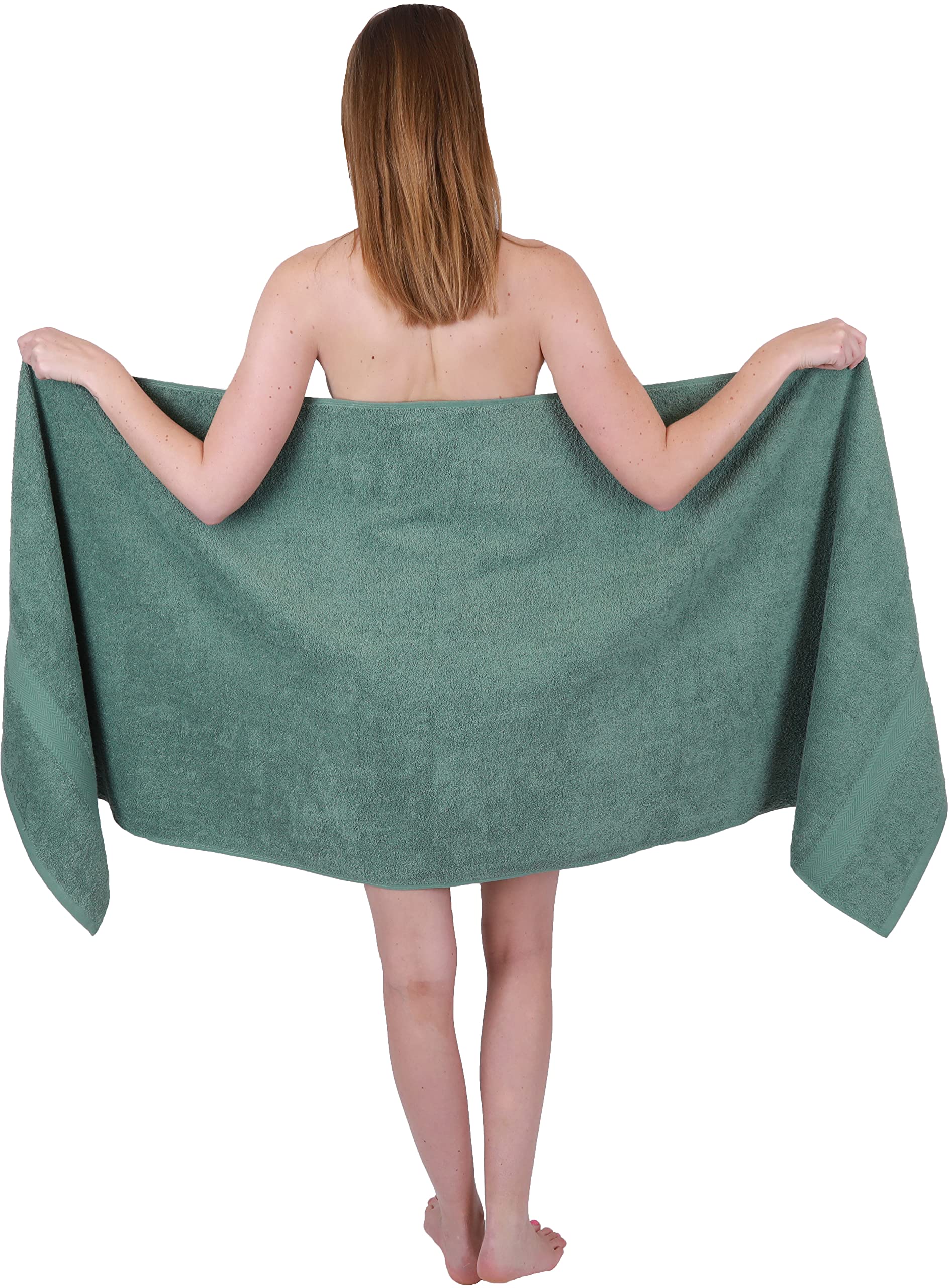 Betz 6 sztuk ręczników do sauny, zestaw ręczników do sauny, jakość premium, 100% bawełna, frotte, rozmiar XXL, 70 x 200 cm, kolor zielony jodłowy