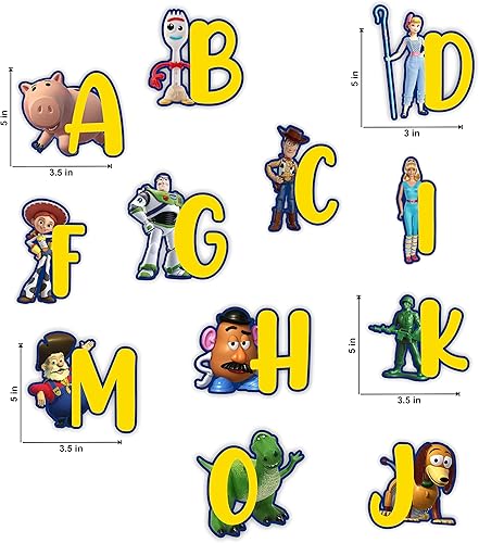 Miniatura 3 de Toy Stry Alphabet A-Z - Adhesivo de pared para habitación, calcomanías educativas de letras ABC con personajes de dibujos animados, calcomanías de