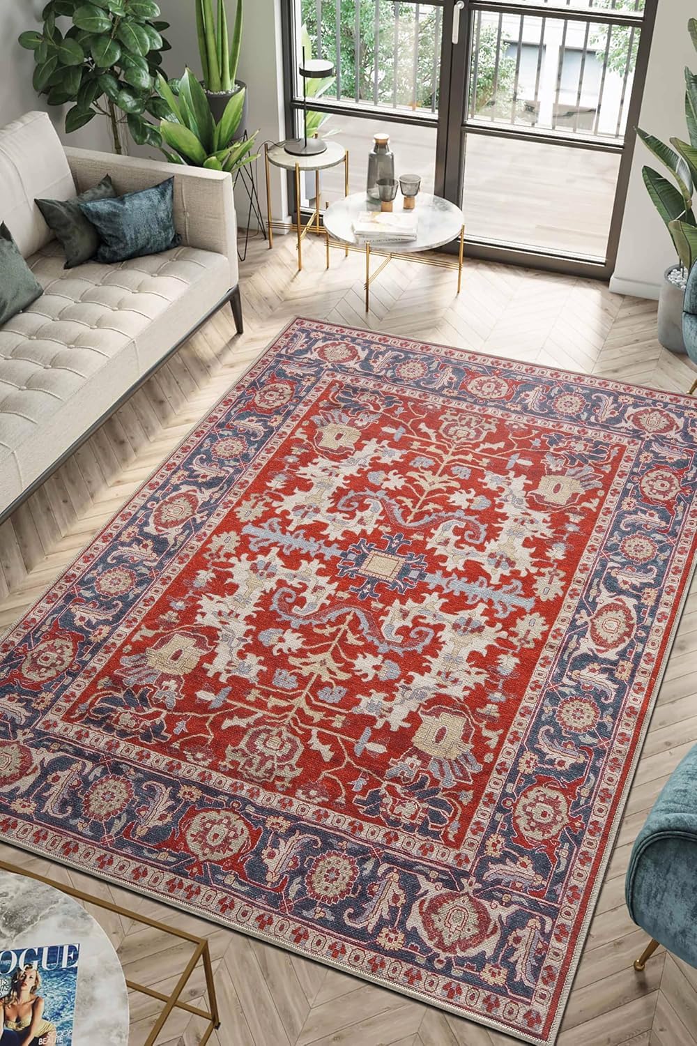 Tapis de salon rouge oriental 160x230 cm pour réchauffer votre cuisine